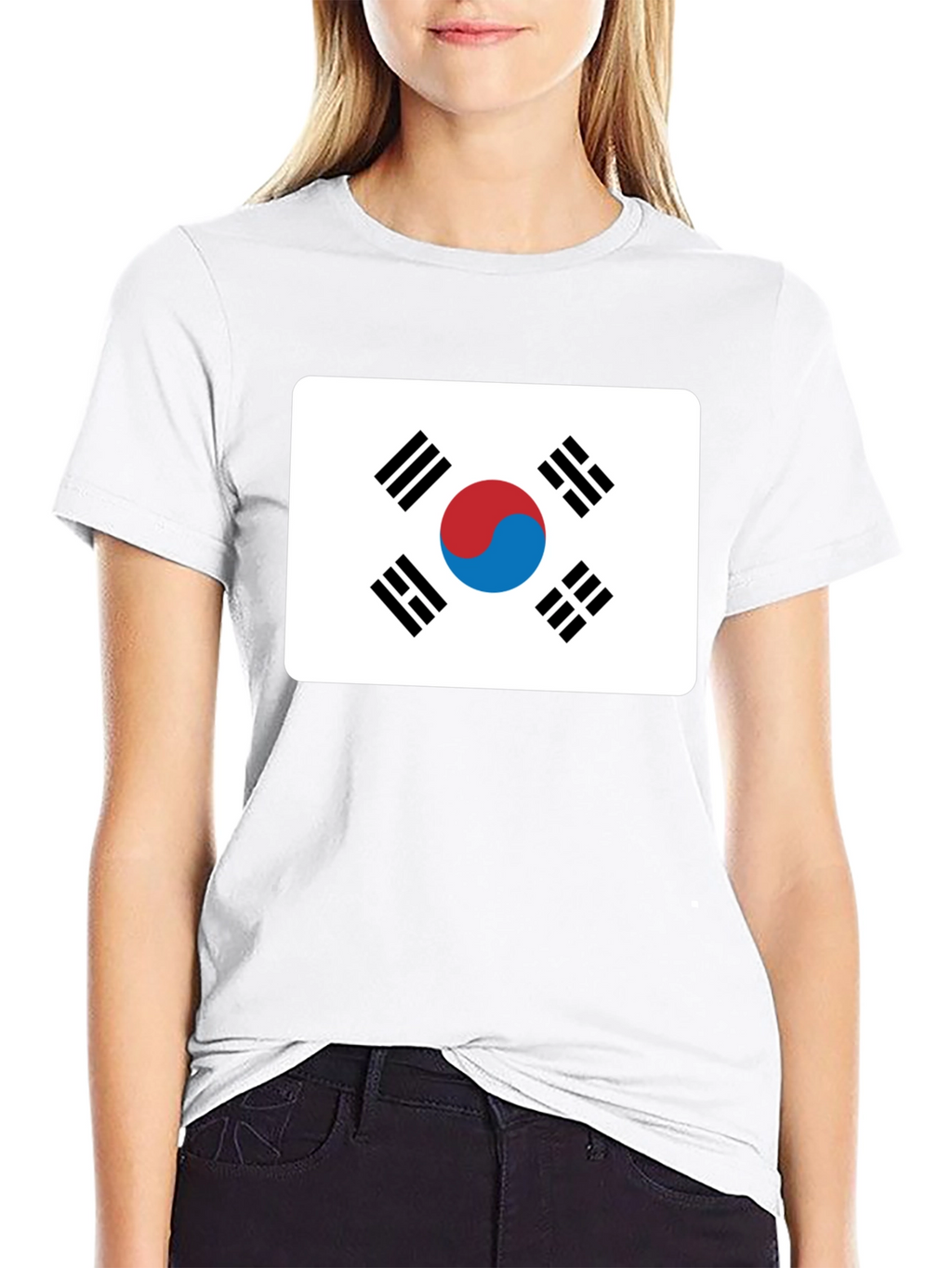 Korean Flag T-Shirt - Black Crew Neck Tee