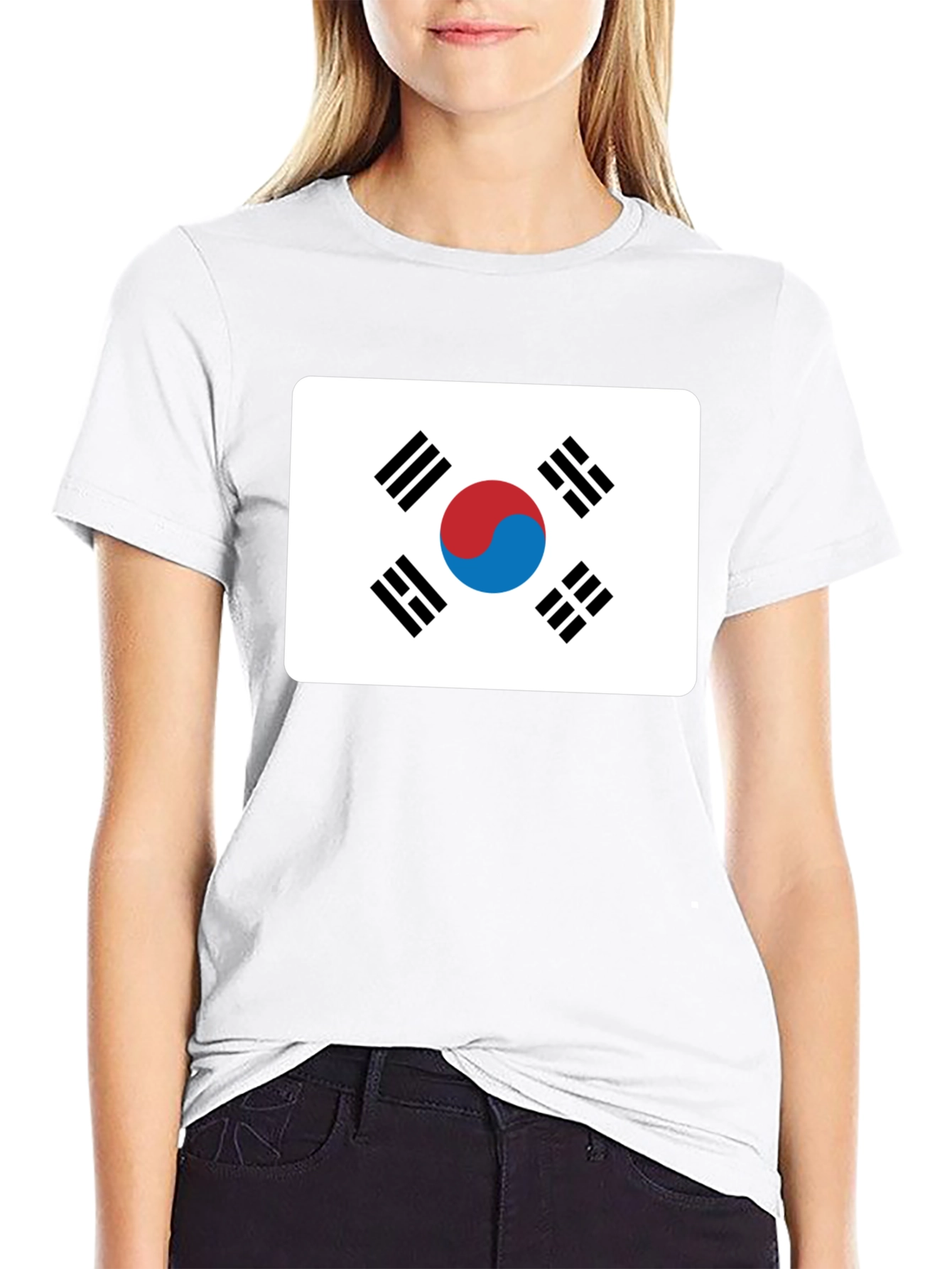 Korean Flag T-Shirt - Black Crew Neck Tee