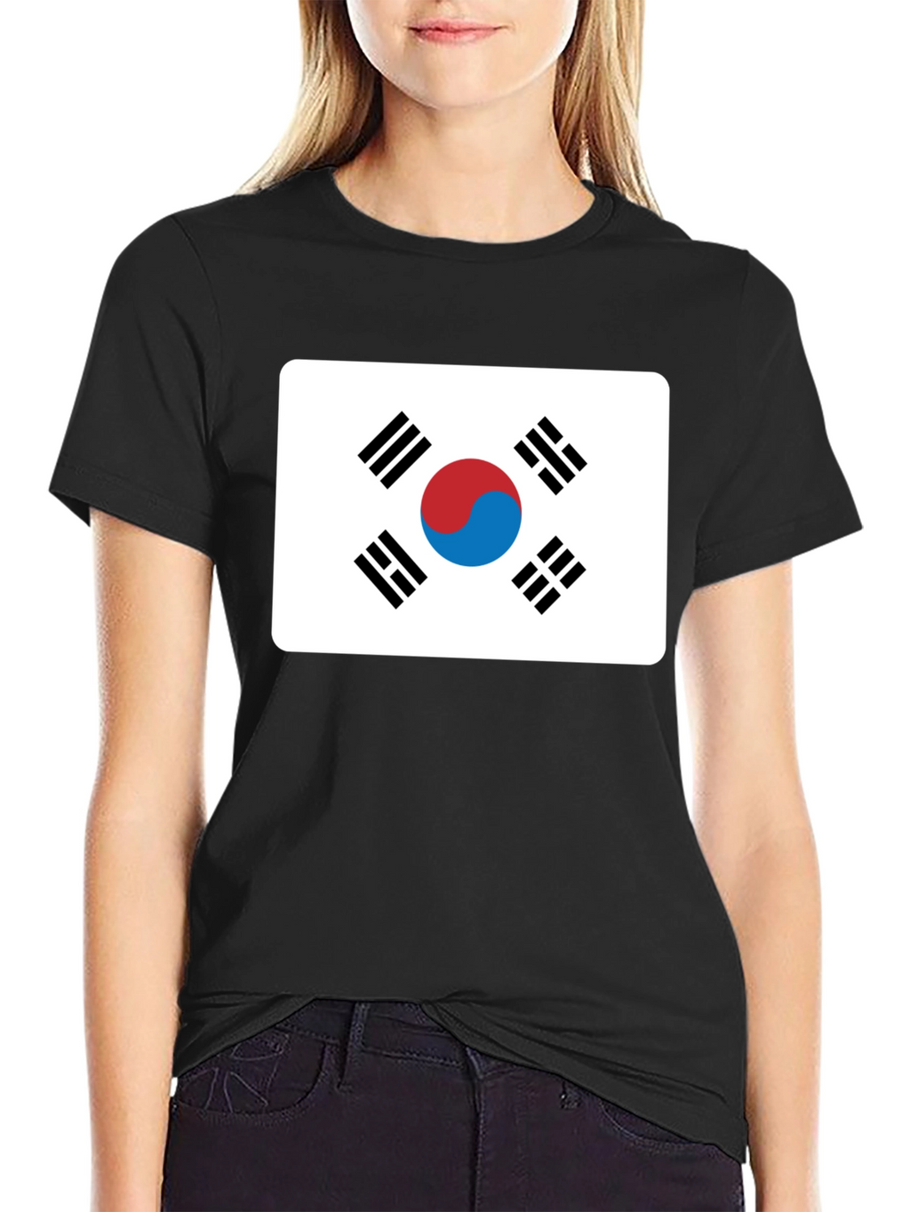 Korean Flag T-Shirt - Black Crew Neck Tee