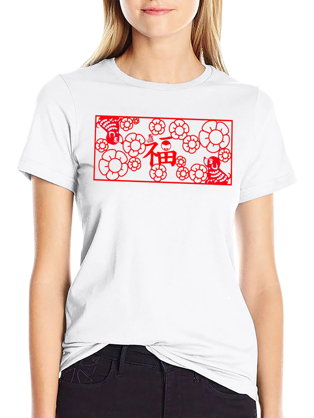 Lucky Dog Floral Graphic Tee - Black