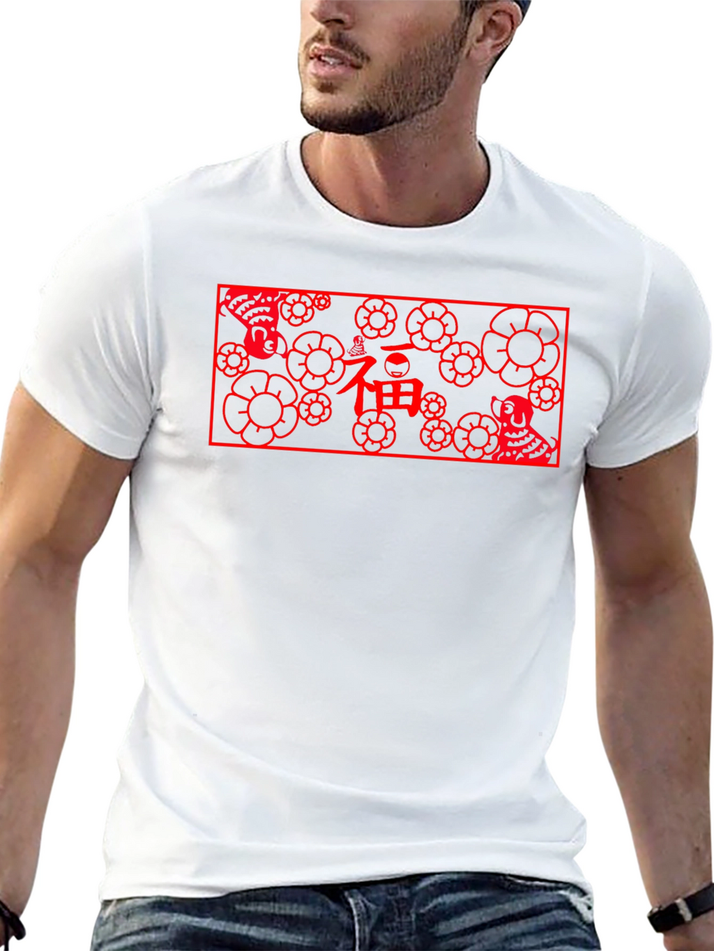 Lucky Dog Floral Graphic Tee - Black