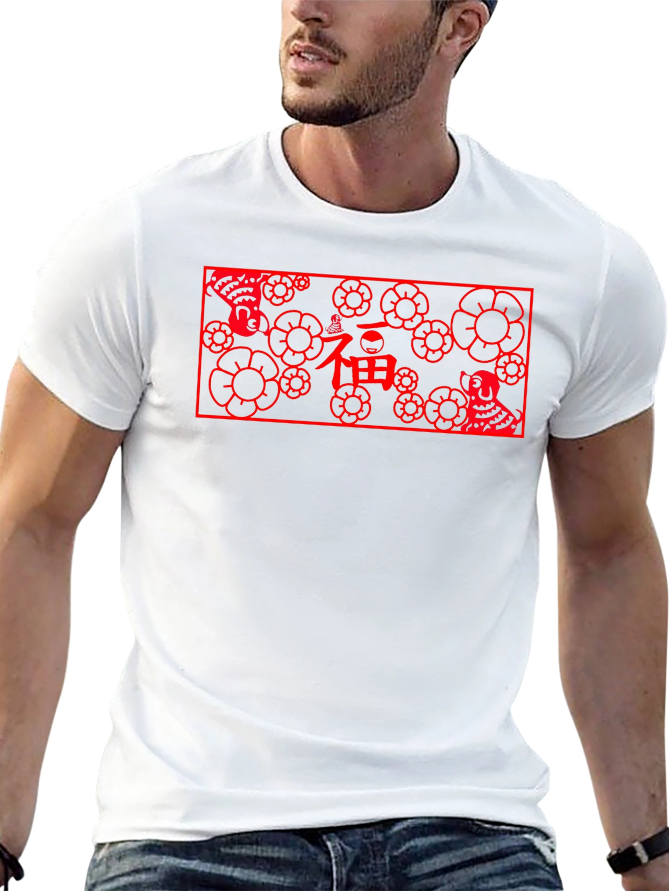 Lucky Dog Floral Graphic Tee - Black