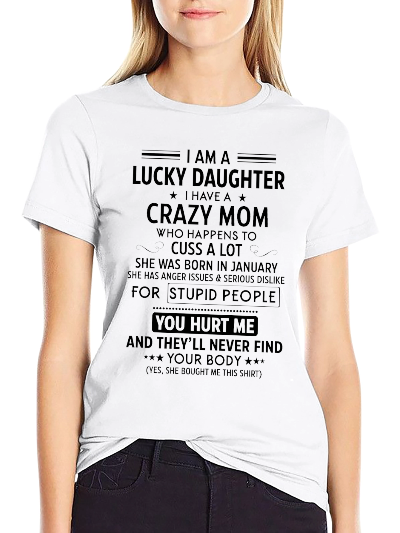 Lucky Daughter Crazy Mom Graphic T-Shirt