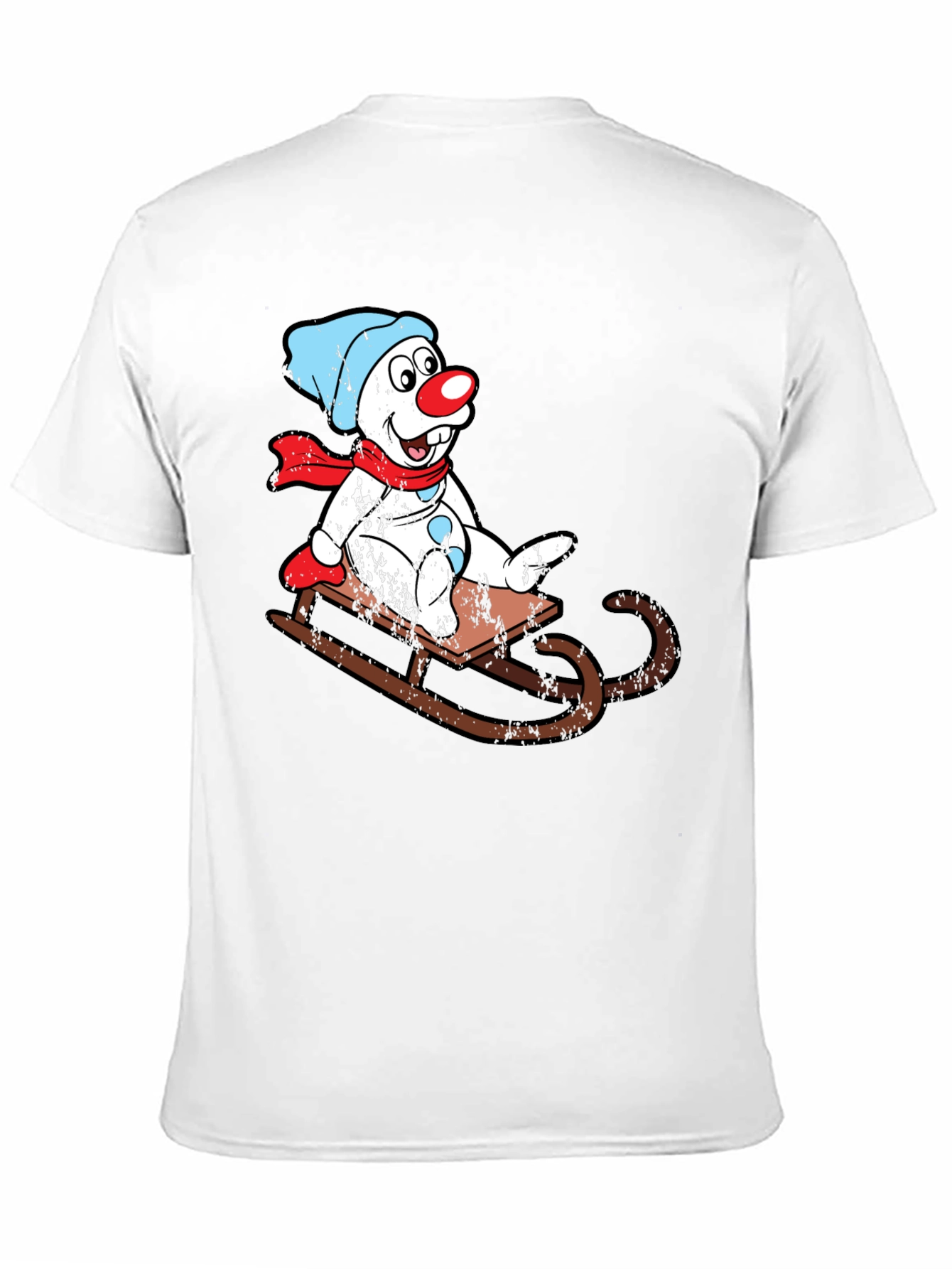 Sledding Snowman Graphic Tee - Black