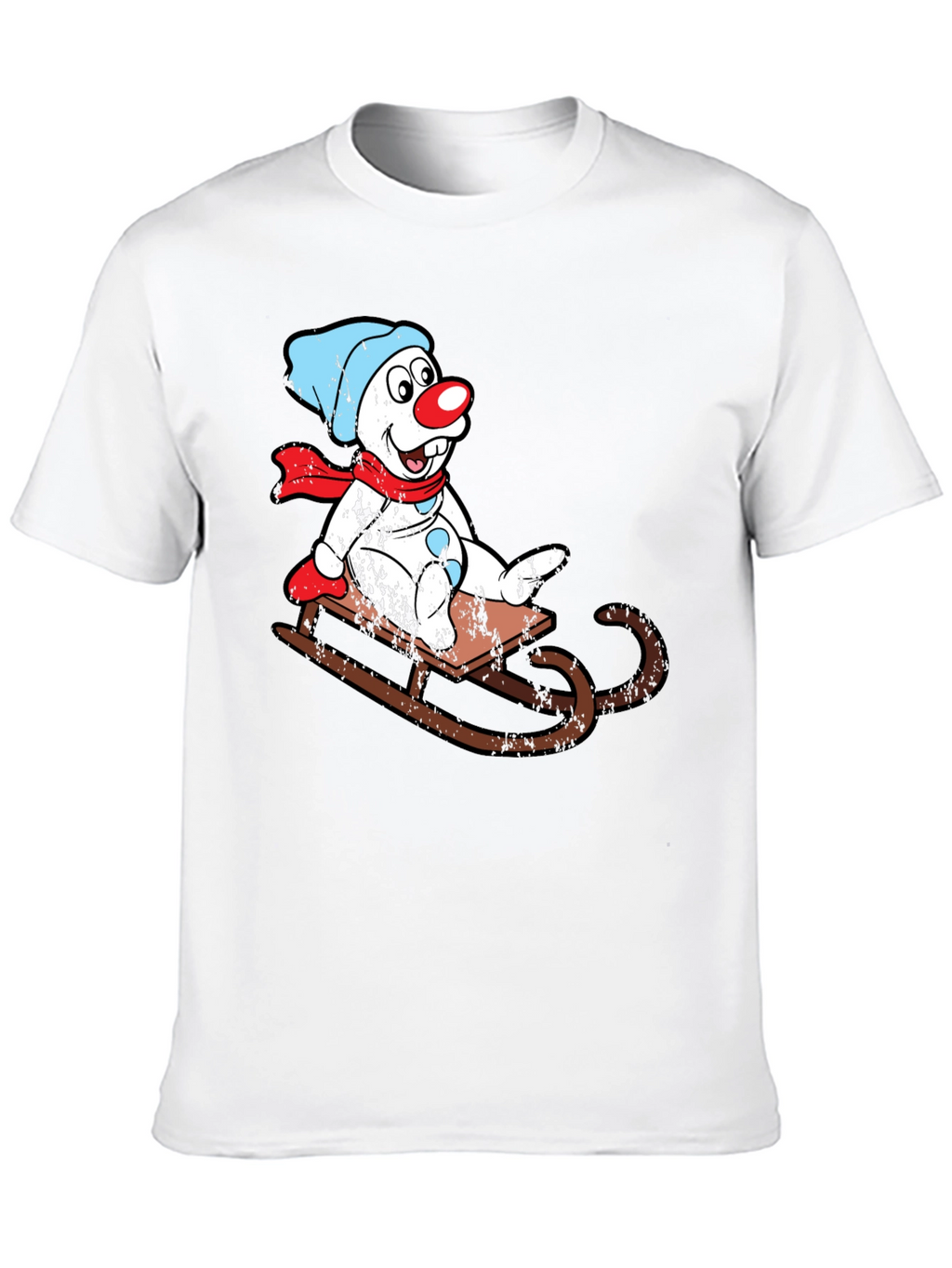 Sledding Snowman Graphic Tee - Black
