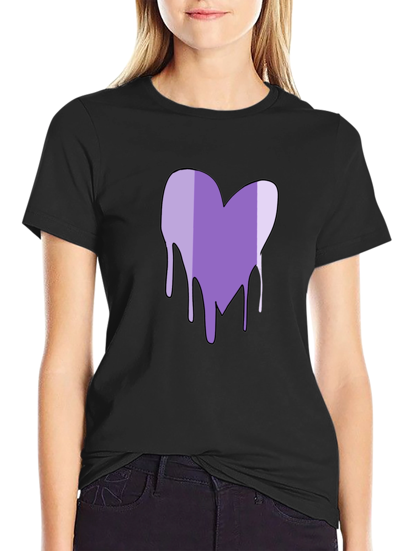 Purple Heart Drip Graphic T-Shirt