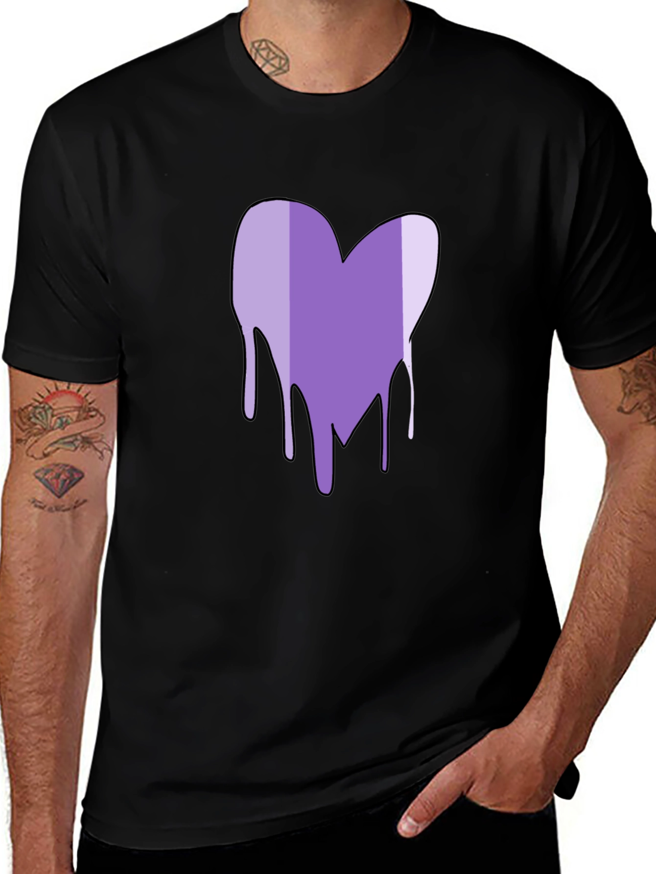 Purple Heart Drip Graphic T-Shirt