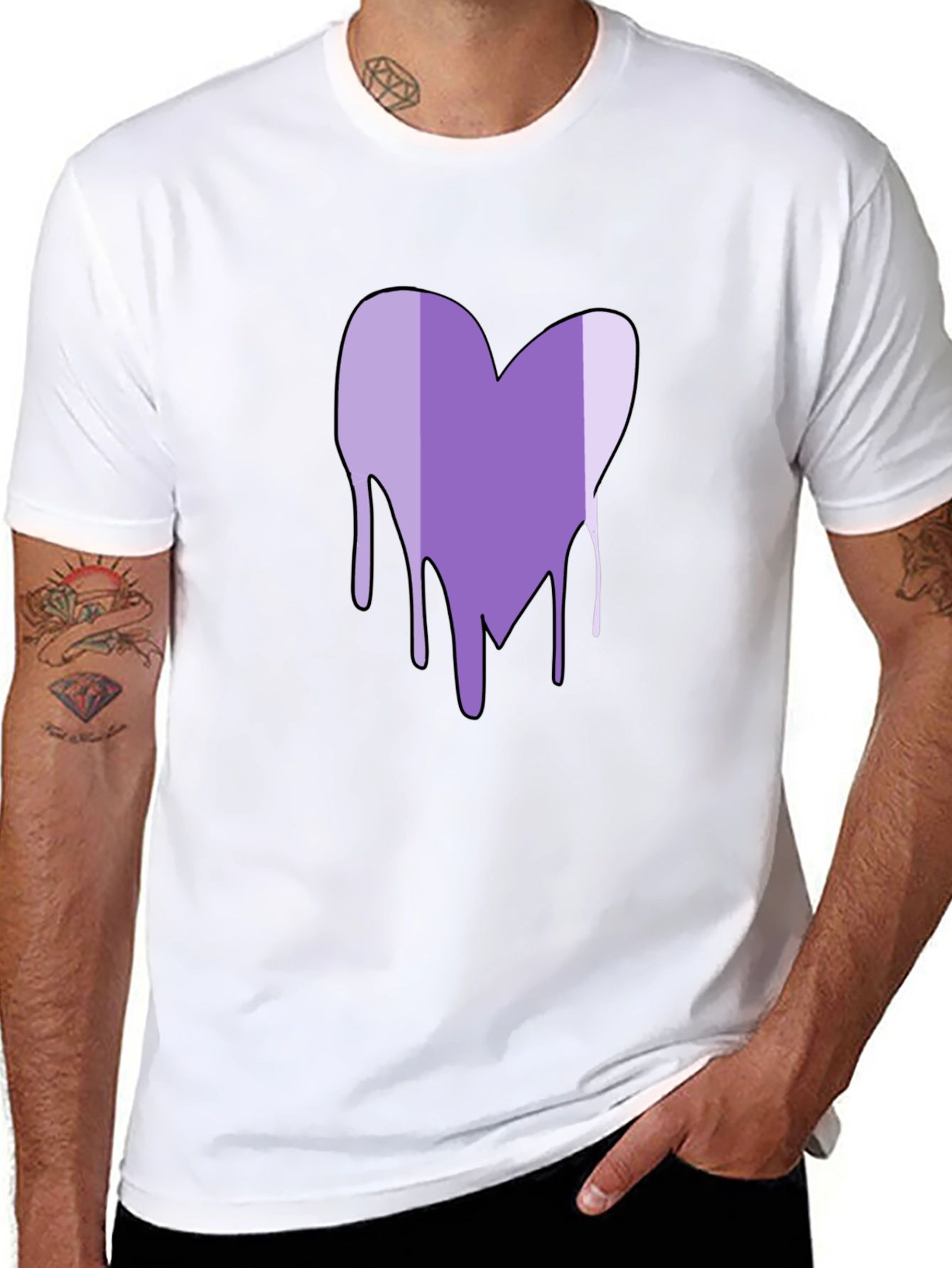 Purple Heart Drip Graphic T-Shirt