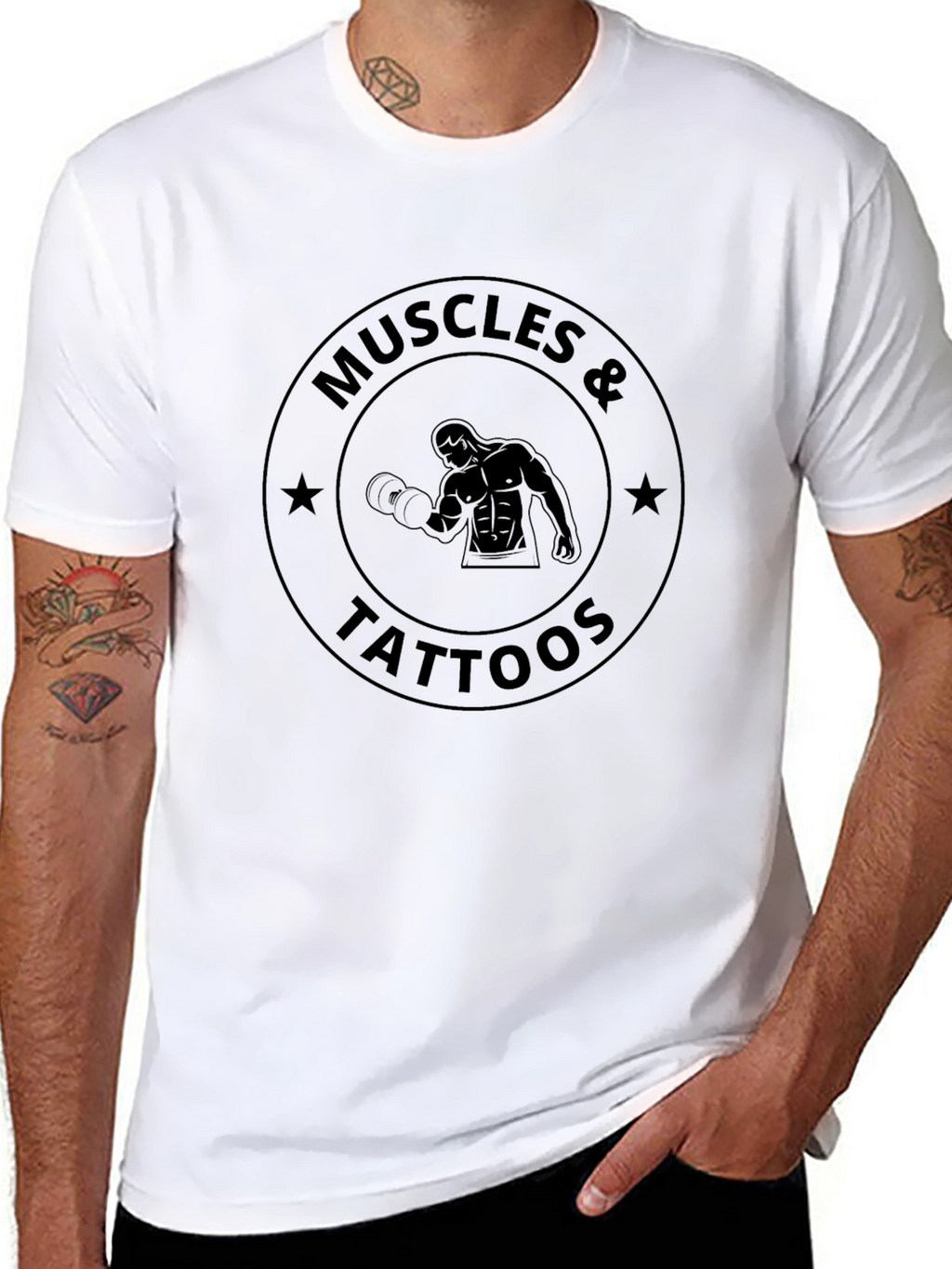 Muscles & Tattoos Graphic T-Shirt - Black