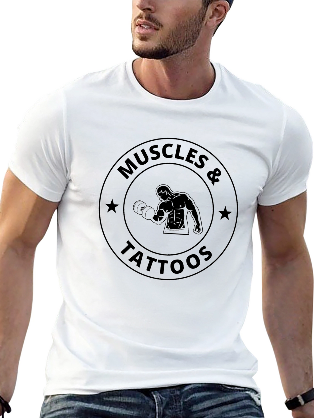 Muscles & Tattoos Graphic T-Shirt - Black