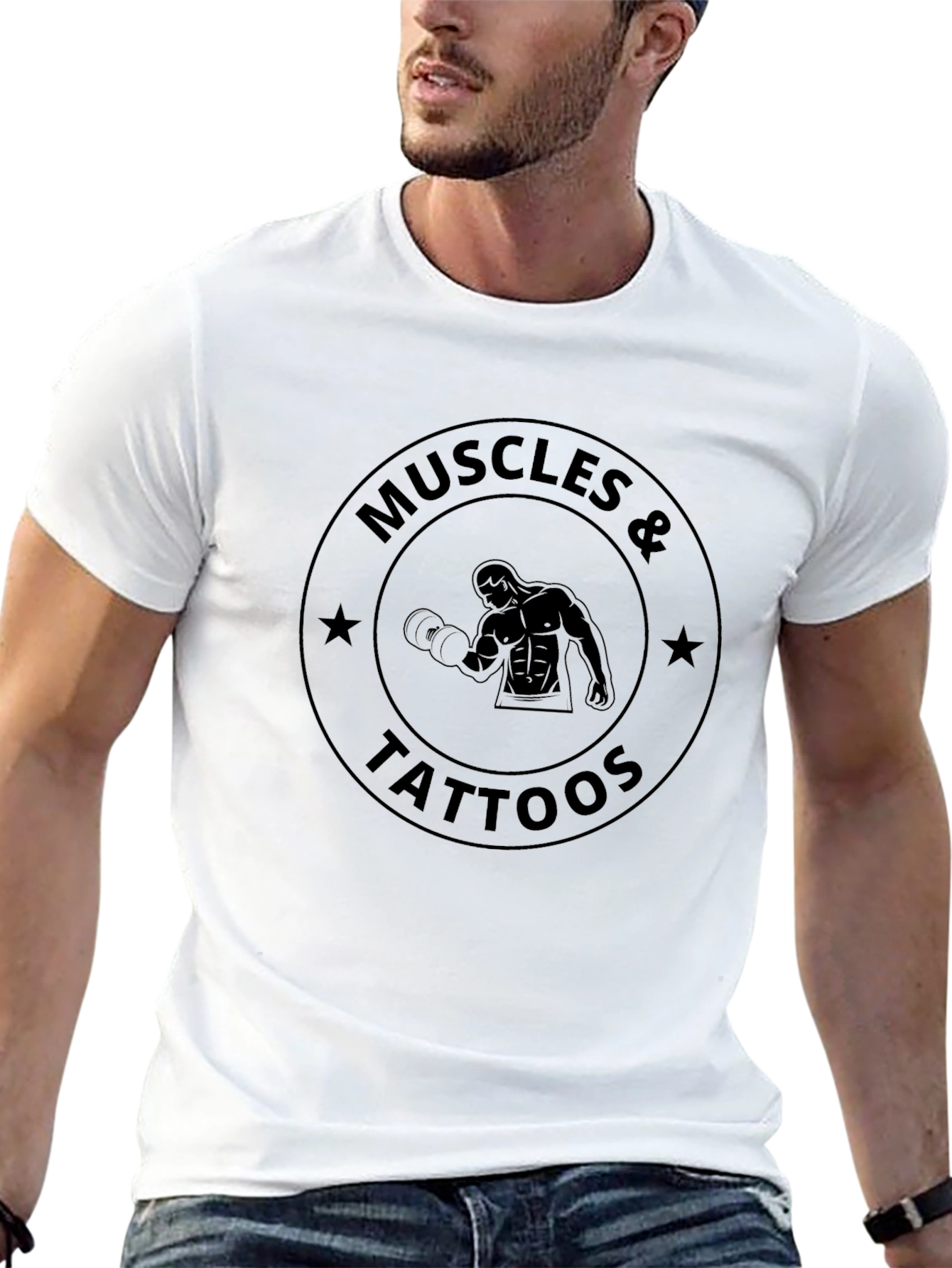 Muscles & Tattoos Graphic T-Shirt - Black