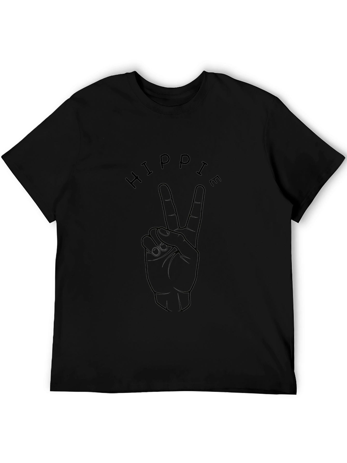 Hippie Peace Sign Black Graphic T-Shirt