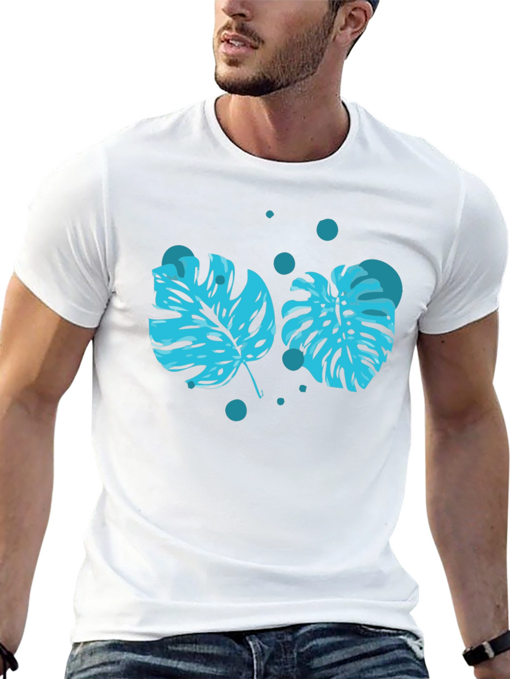 Tropical Leaf Graphic Tee - Black T-Shirt