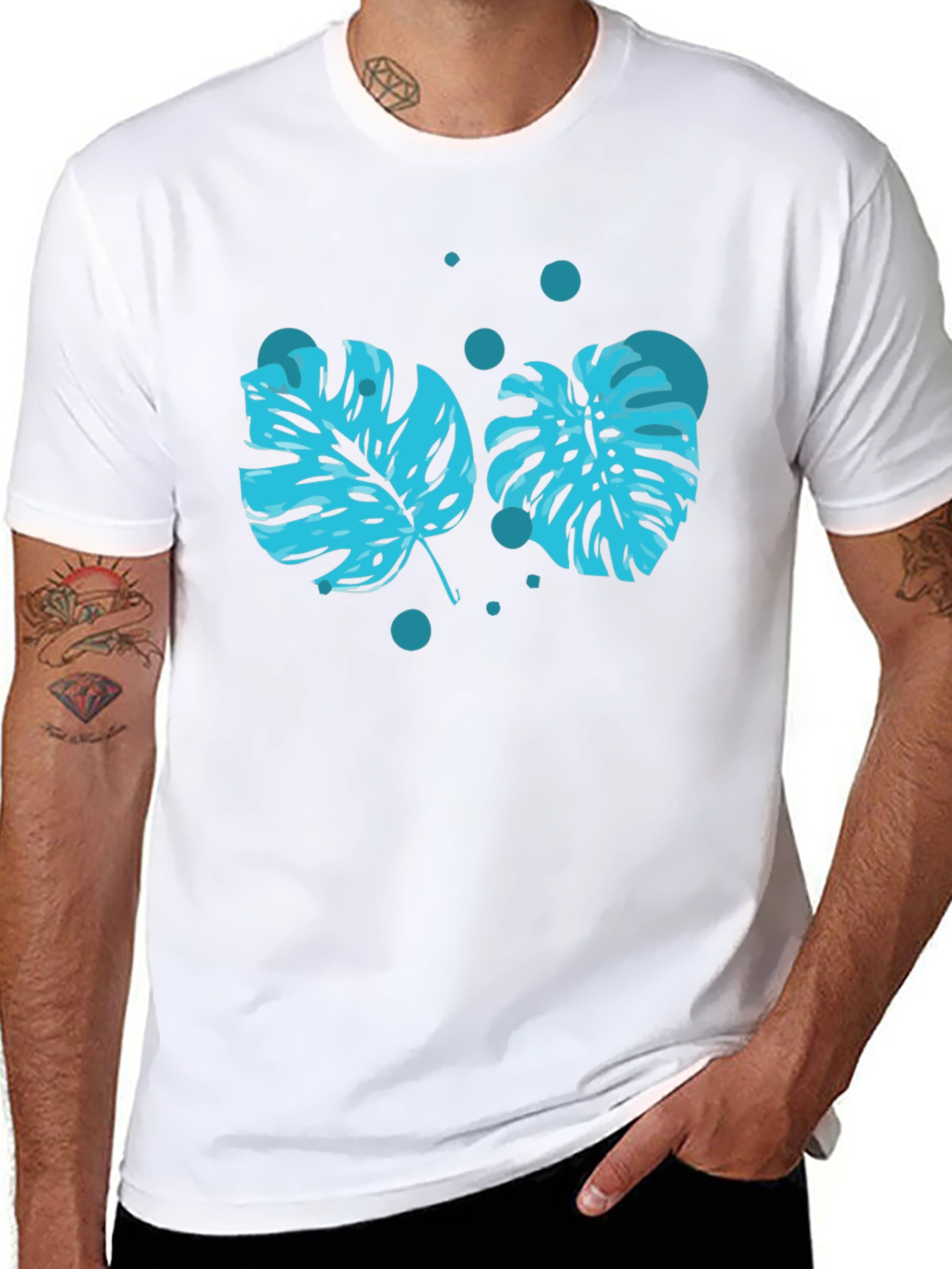 Tropical Leaf Graphic Tee - Black T-Shirt
