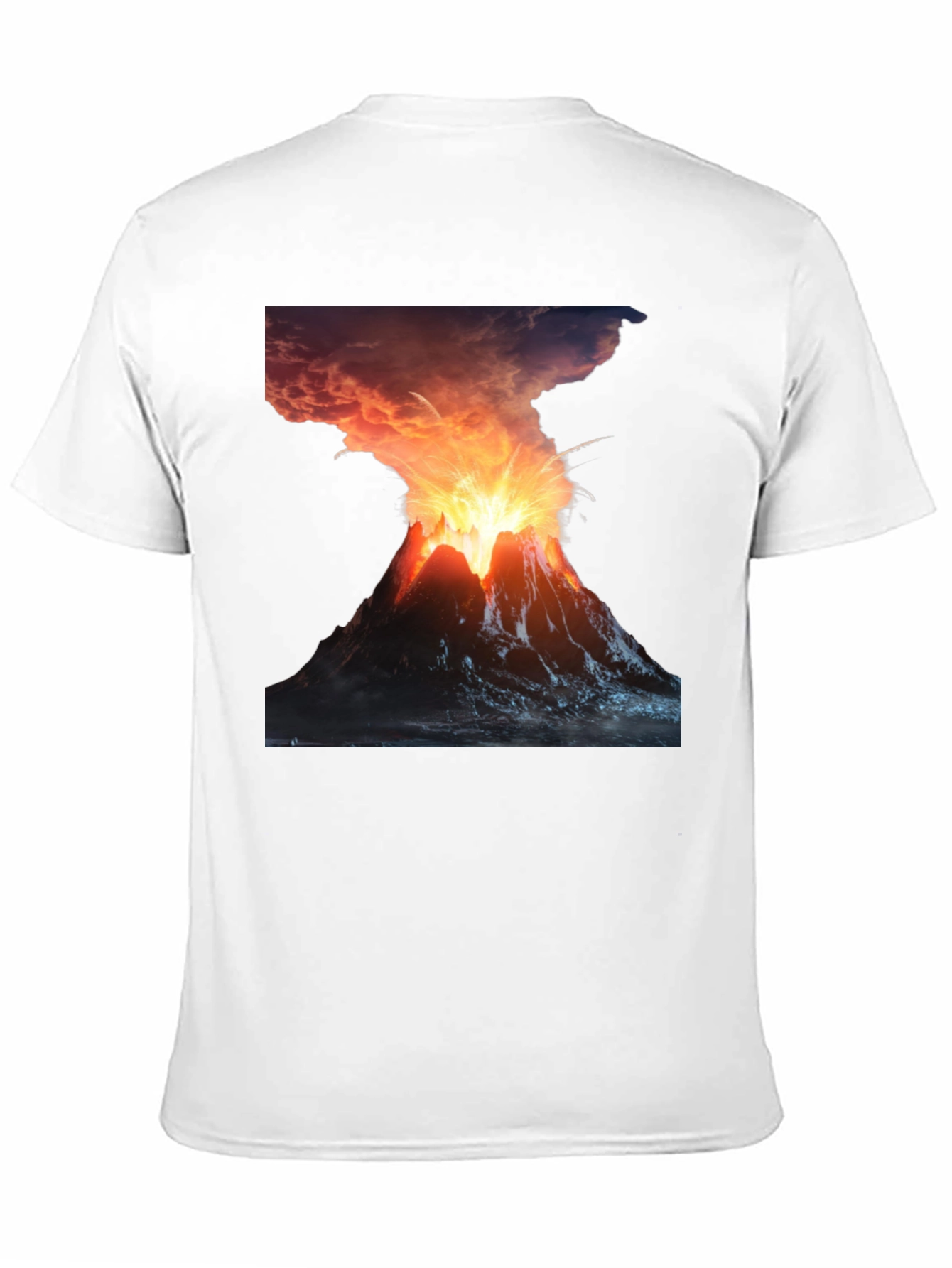 Volcano Eruption Graphic Tee - Black Cotton T-Shirt