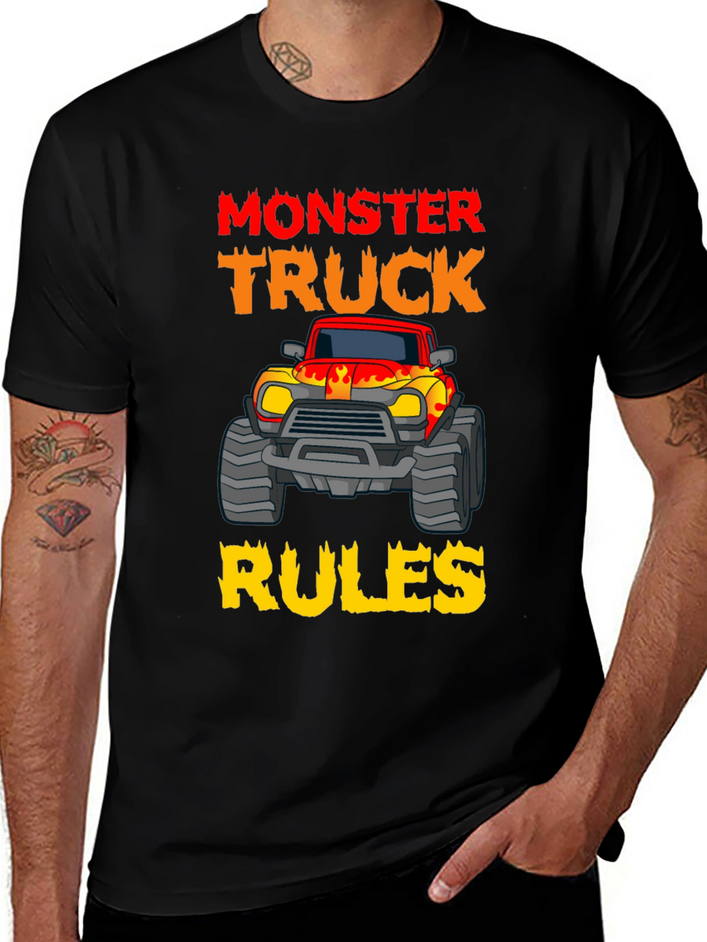 Monster Truck Rules T-Shirt Black Cotton