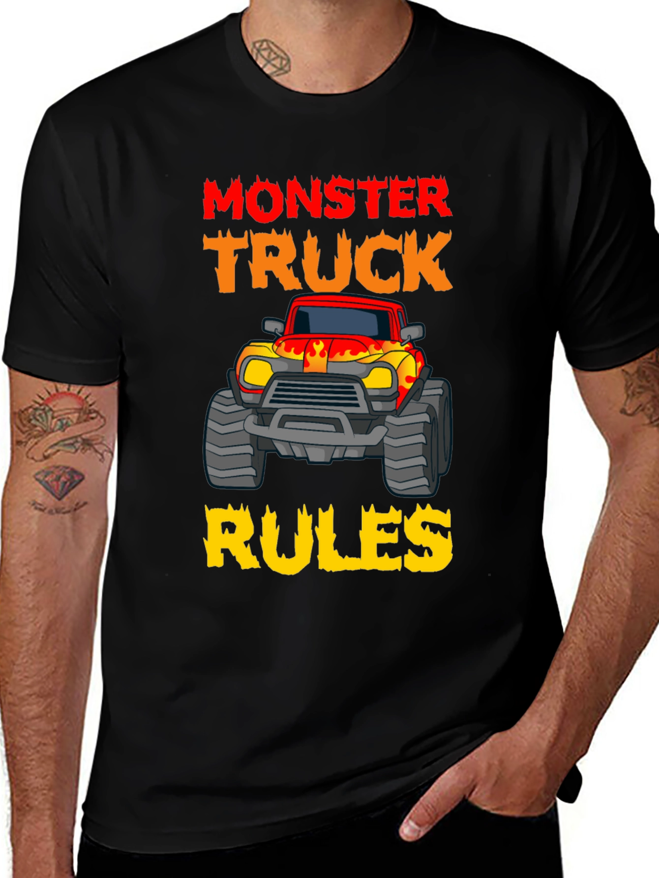 Monster Truck Rules T-Shirt Black Cotton