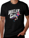 Roller Girl Graphic Tee - Black Cotton T-Shirt