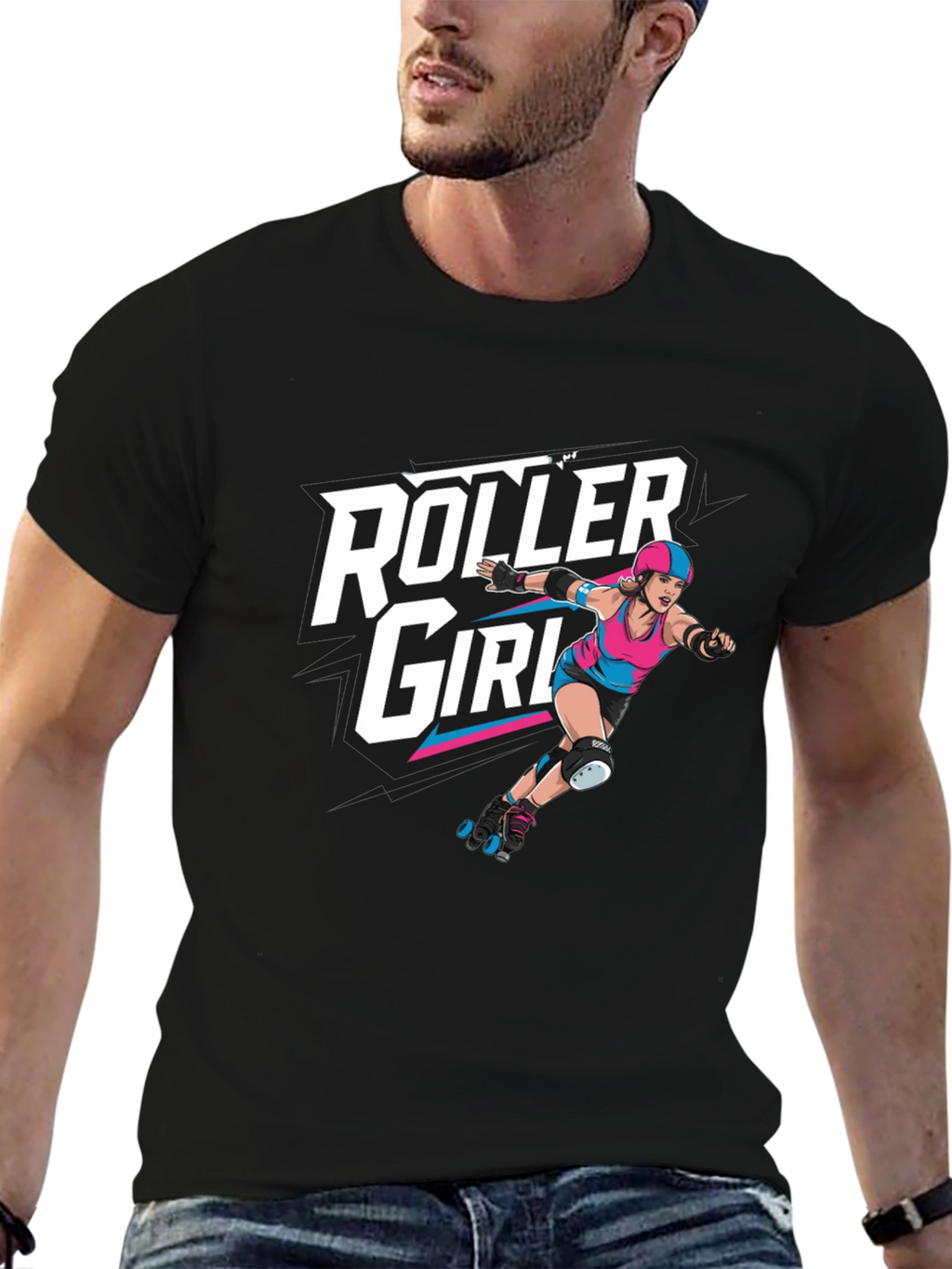 Roller Girl Graphic Tee - Black Cotton T-Shirt