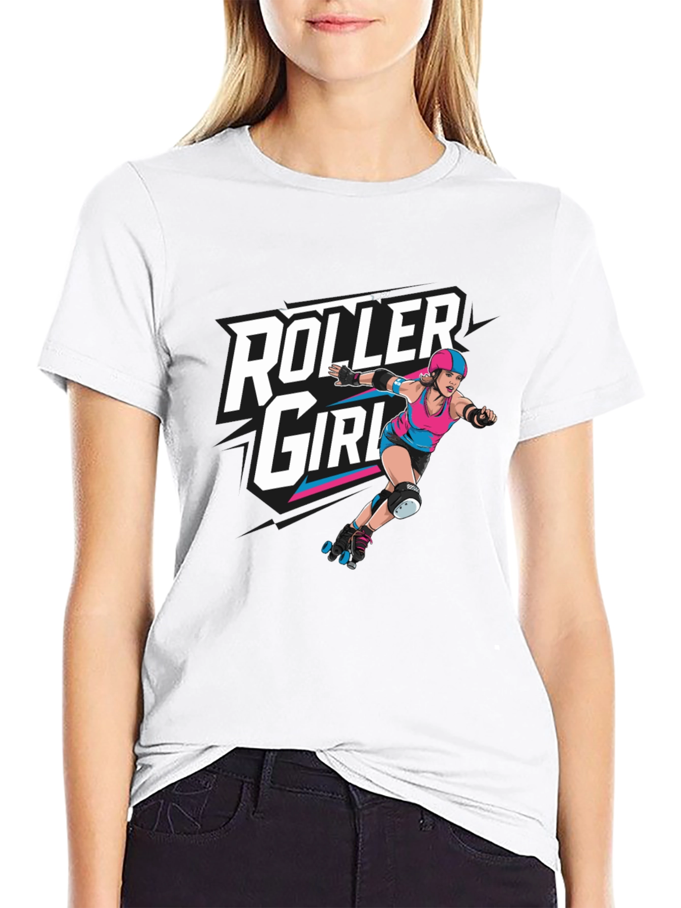 Roller Girl Graphic Tee - Black Cotton T-Shirt