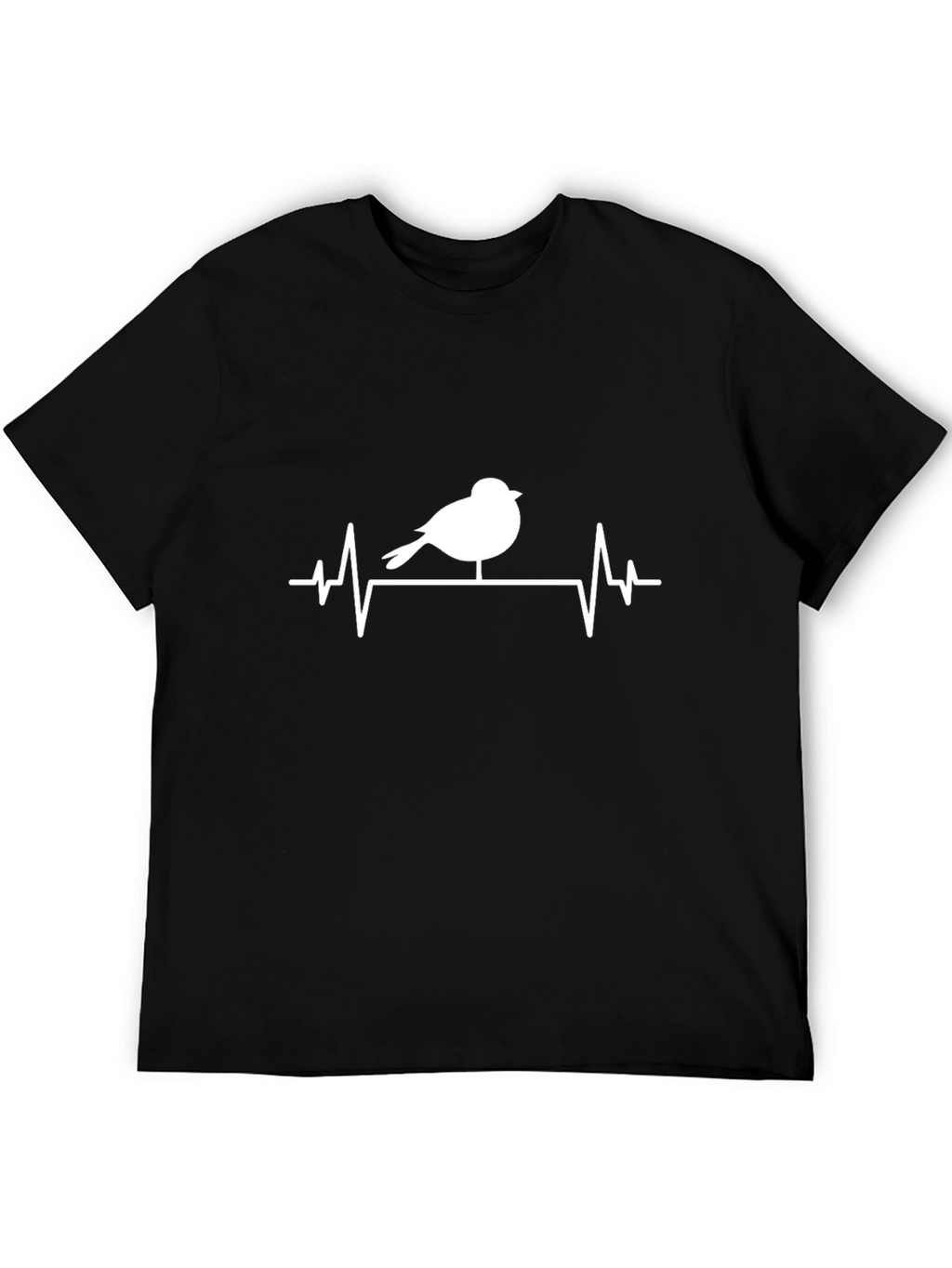 Bird Heartbeat T-Shirt - Black Cotton Graphic Tee