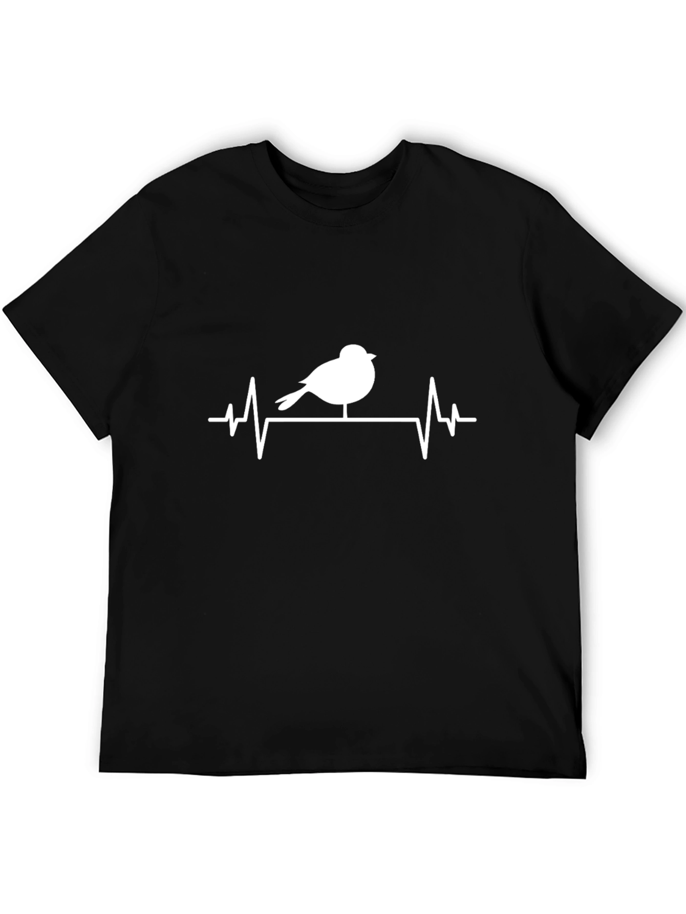 Bird Heartbeat T-Shirt - Black Cotton Graphic Tee