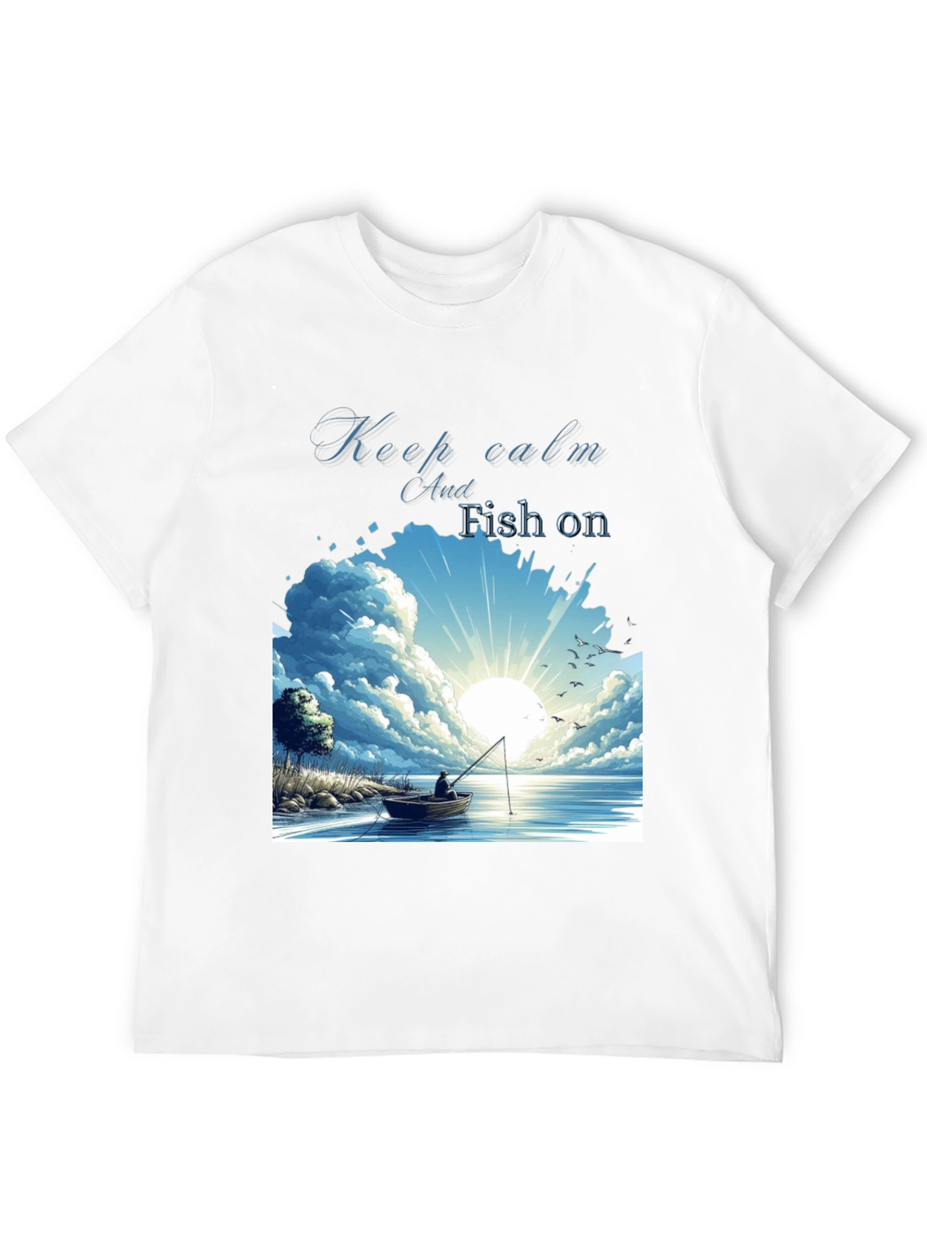 Keep Calm and Fish On Black T-Shirt