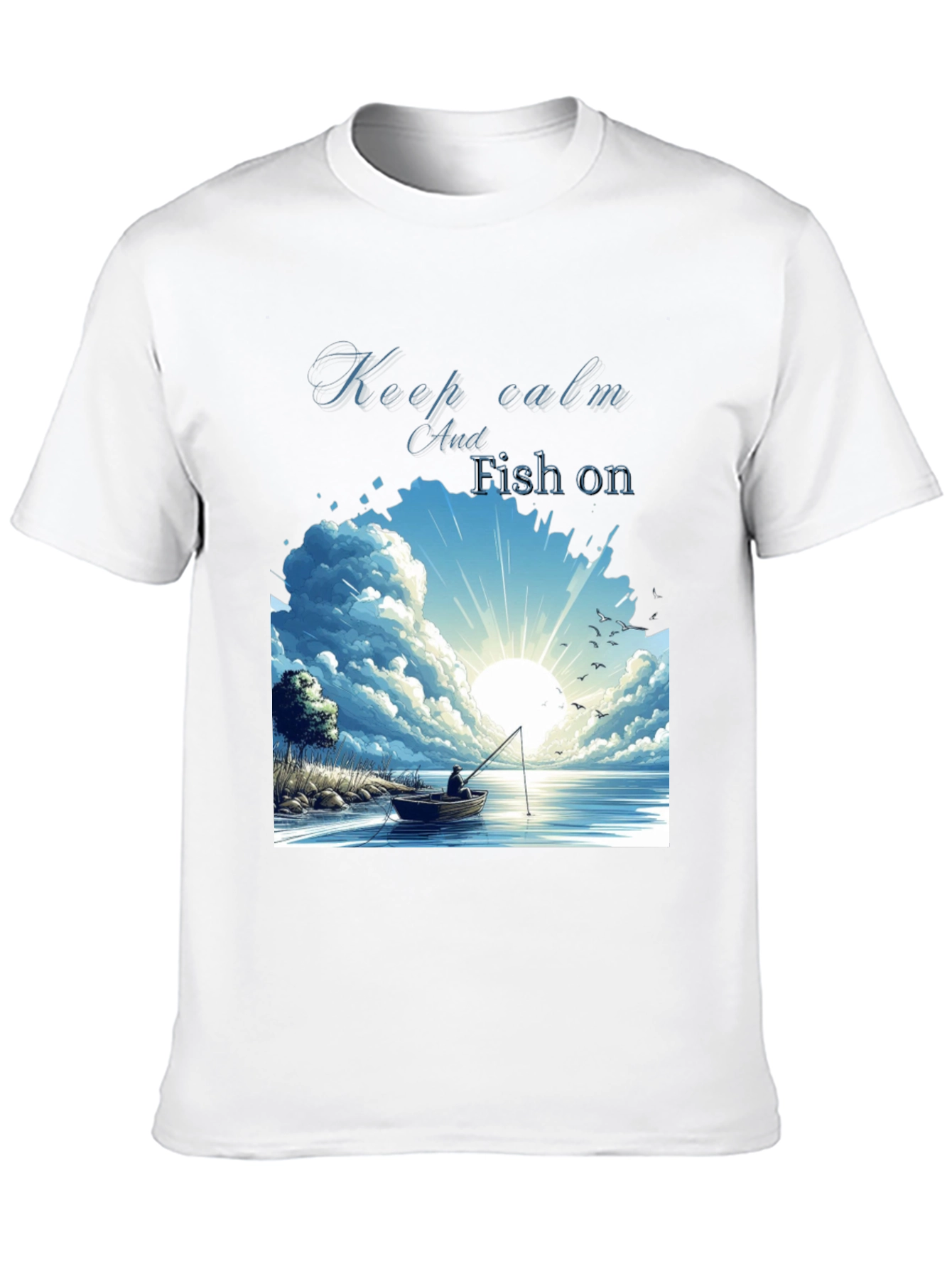 Keep Calm and Fish On Black T-Shirt