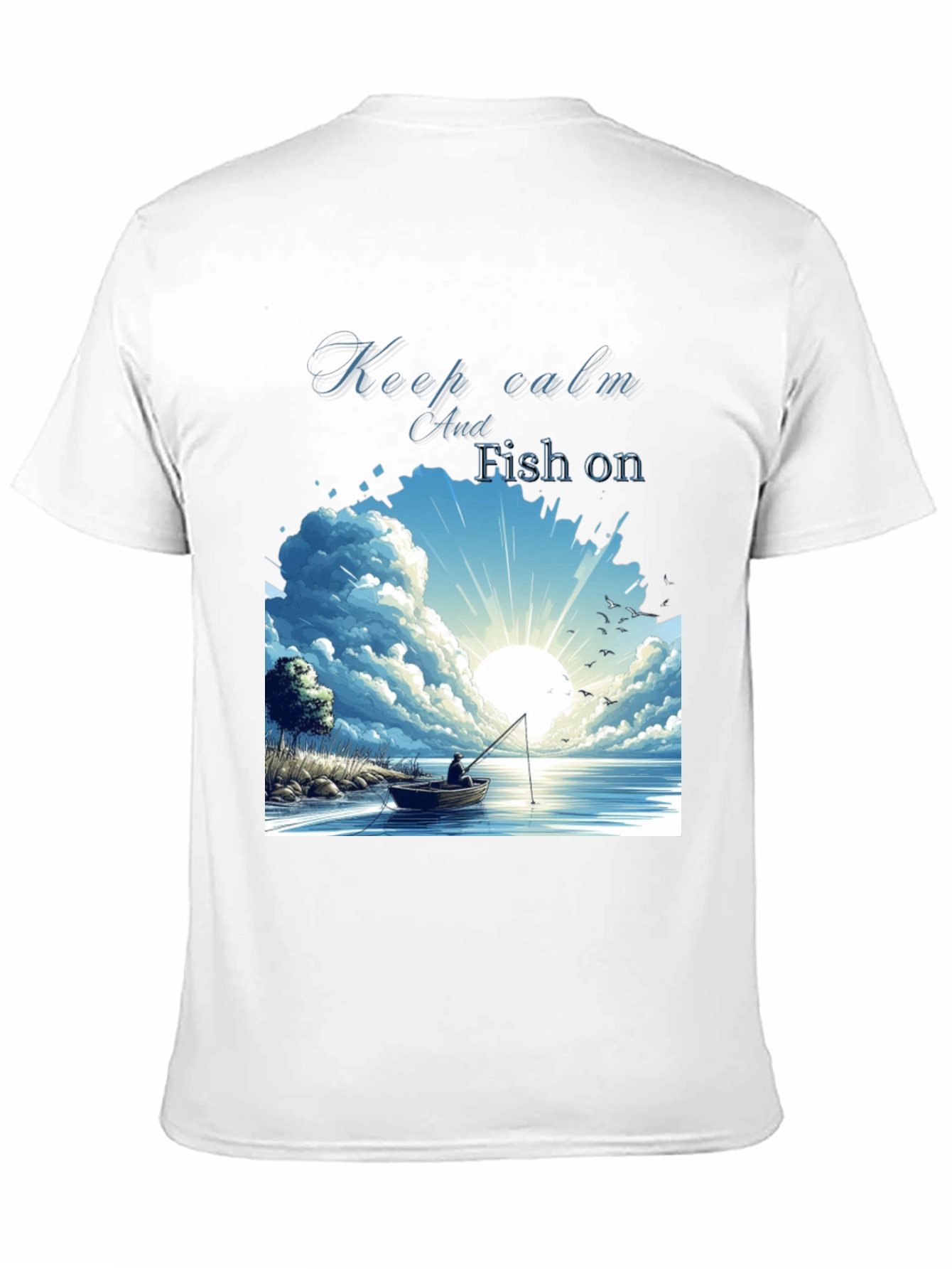 Keep Calm and Fish On Black T-Shirt