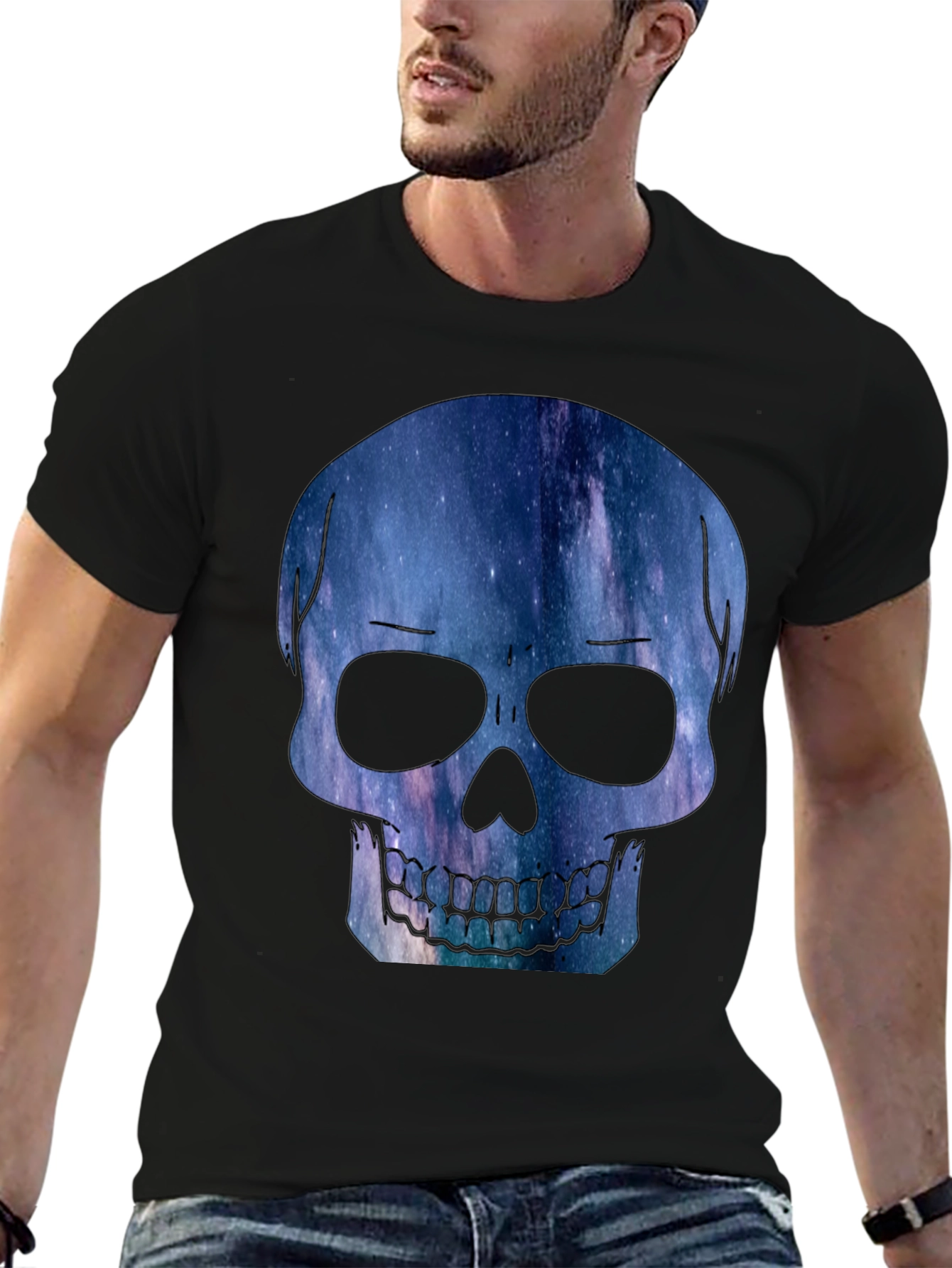 Galaxy Skull Graphic Tee - Modern Mens T-Shirt