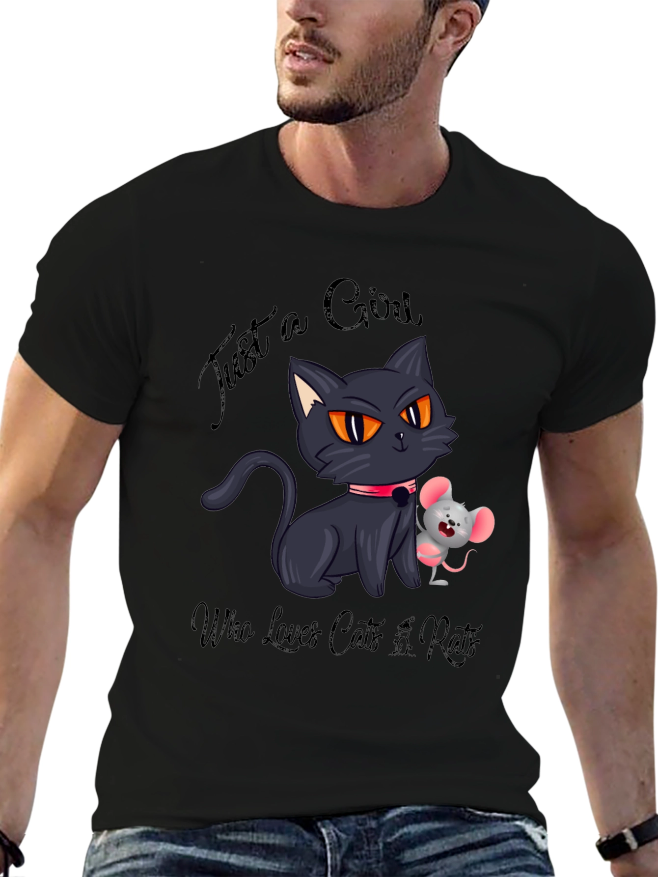 Cute Cat and Mouse Graphic Tee
