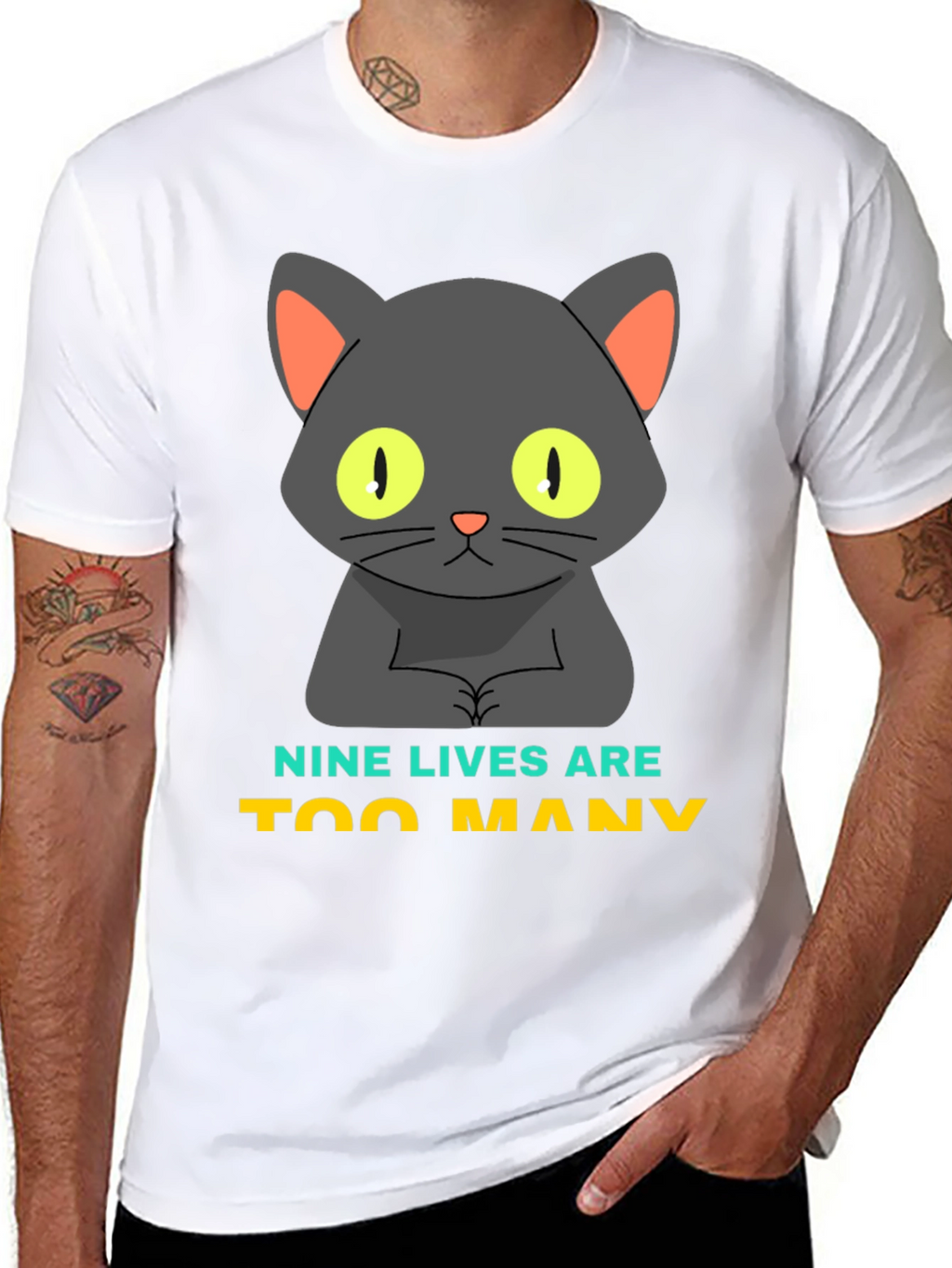 Nine Lives Are Too Many Cat Graphic T-Shirt