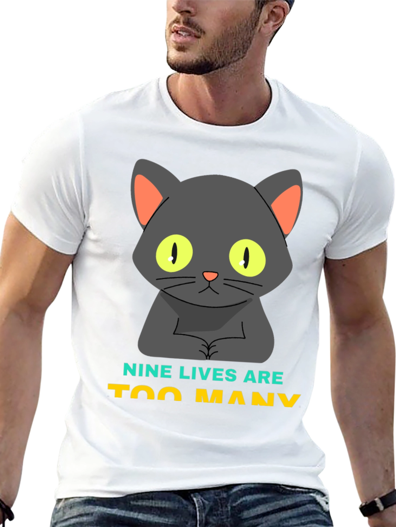 Nine Lives Are Too Many Cat Graphic T-Shirt