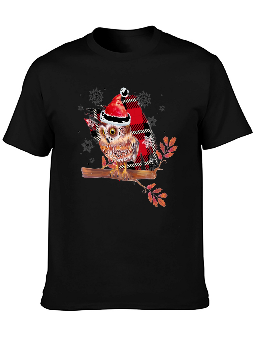 Christmas Owl Plaid T-Shirt