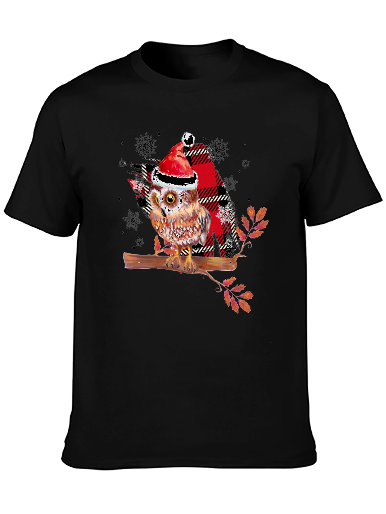 Christmas Owl Plaid T-Shirt