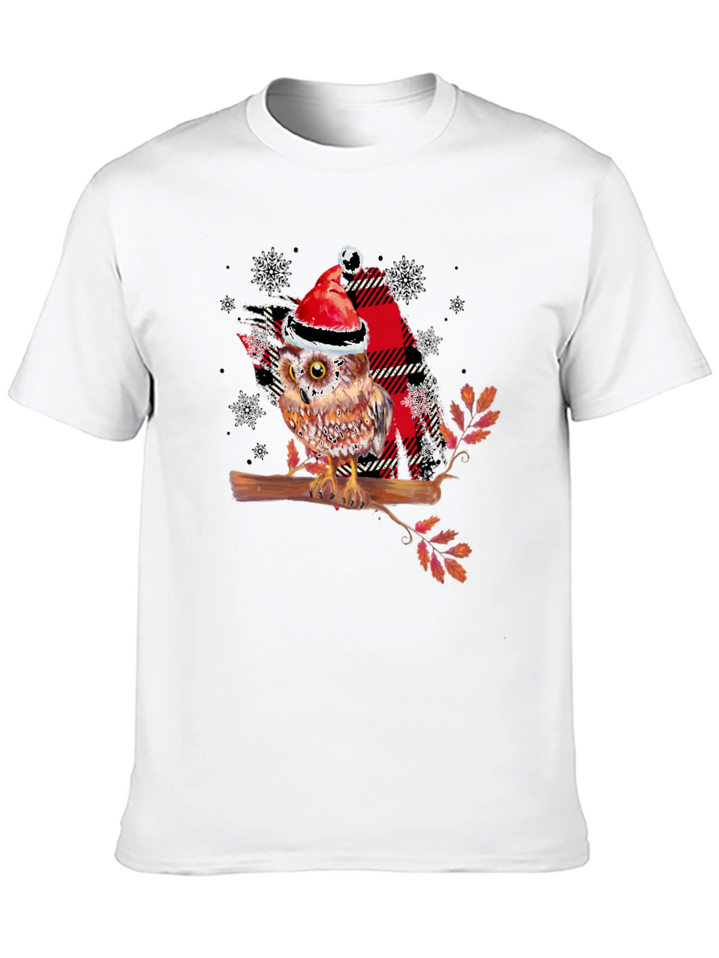 Christmas Owl Plaid T-Shirt