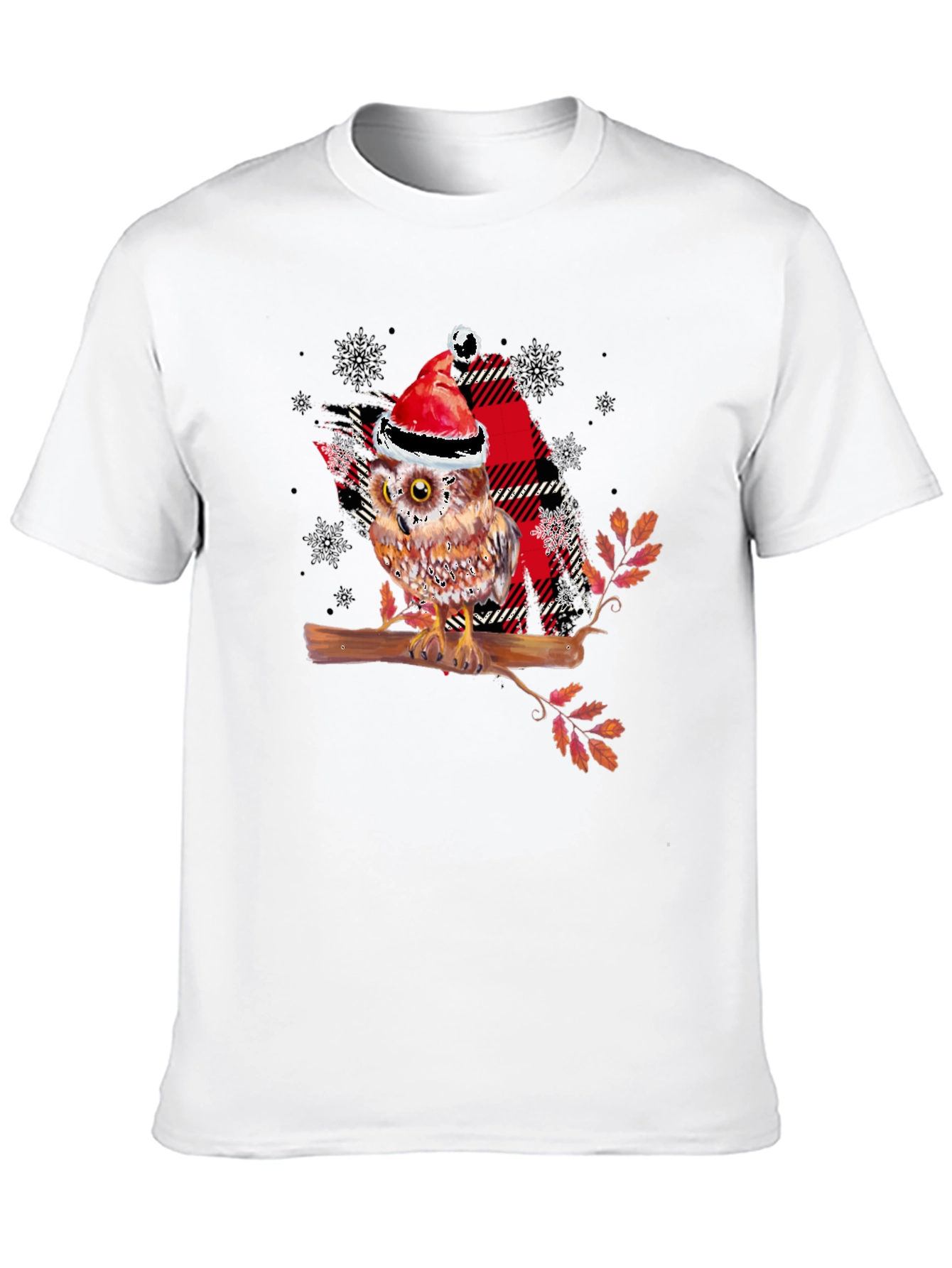 Christmas Owl Plaid T-Shirt