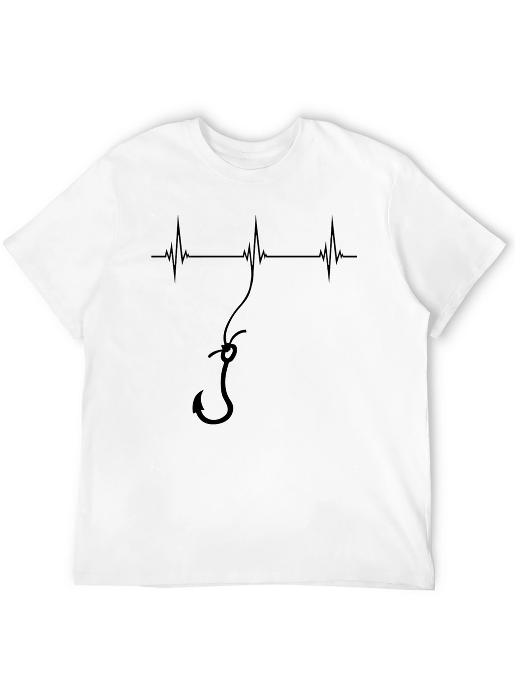 Fishing Heartbeat Hook Tee - Mens Black Graphic T-Shirt