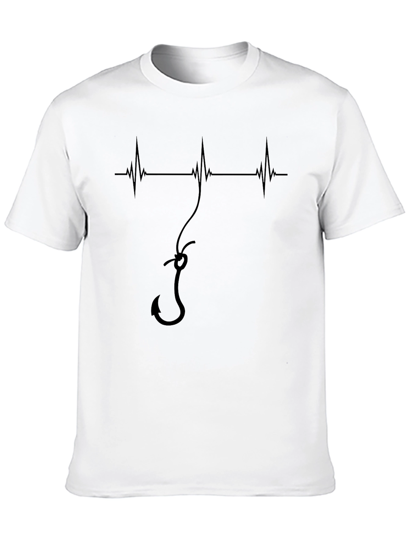 Fishing Heartbeat Hook Tee - Mens Black Graphic T-Shirt