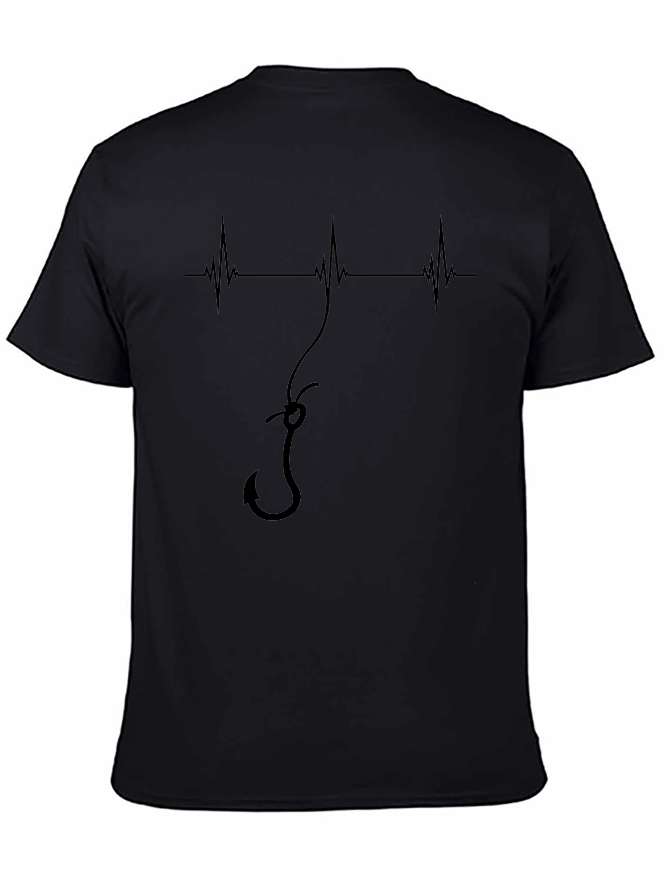 Fishing Heartbeat Hook Tee - Mens Black Graphic T-Shirt