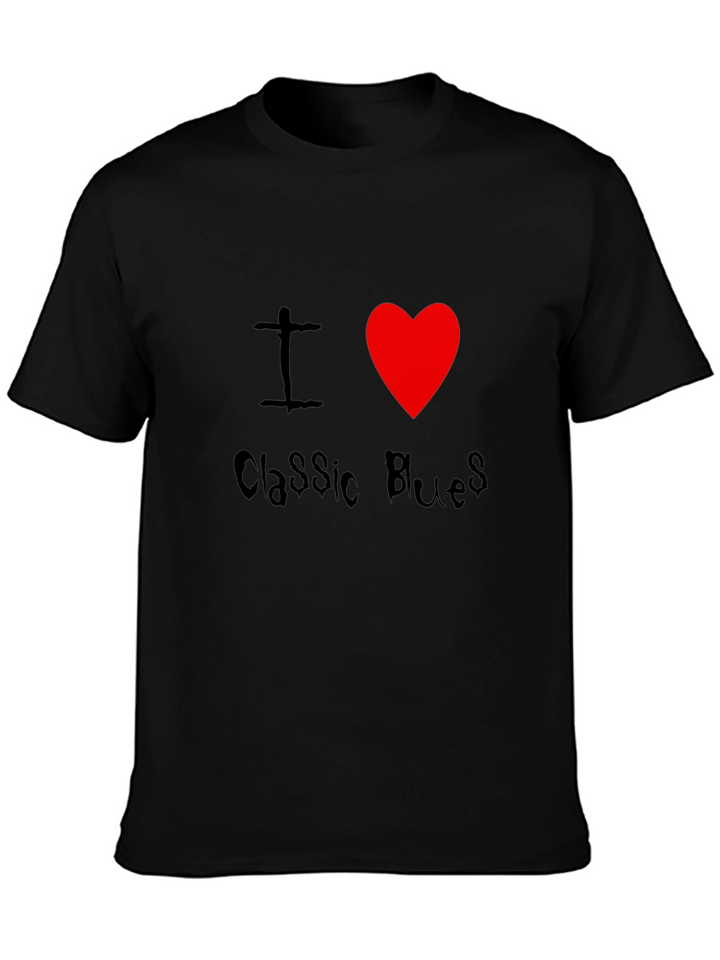 I Heart Classic Blues Black T-Shirt