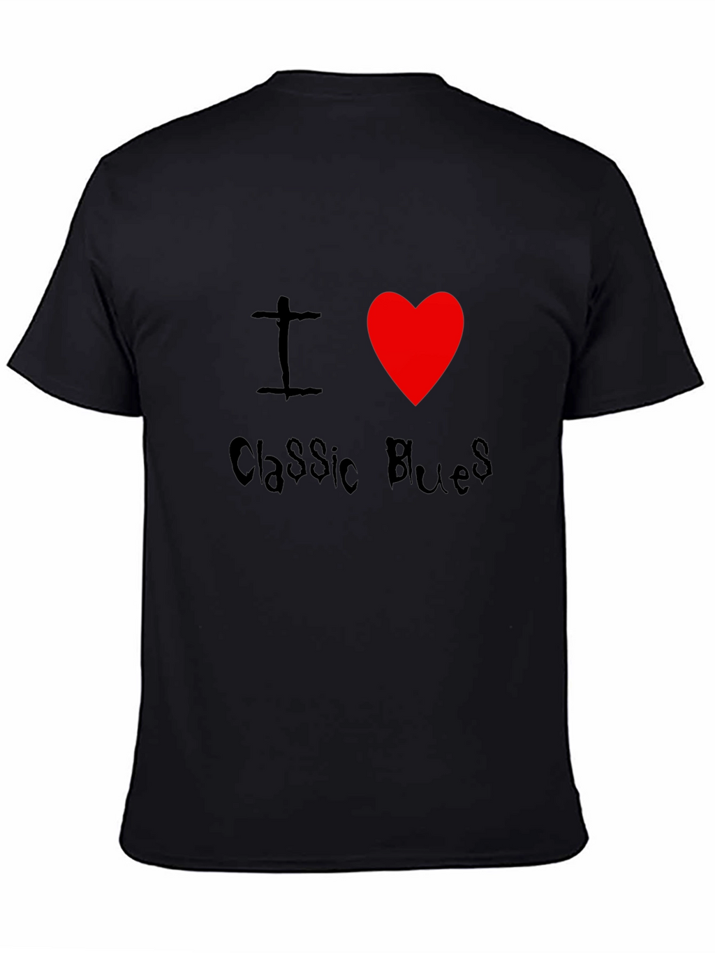 I Heart Classic Blues Black T-Shirt