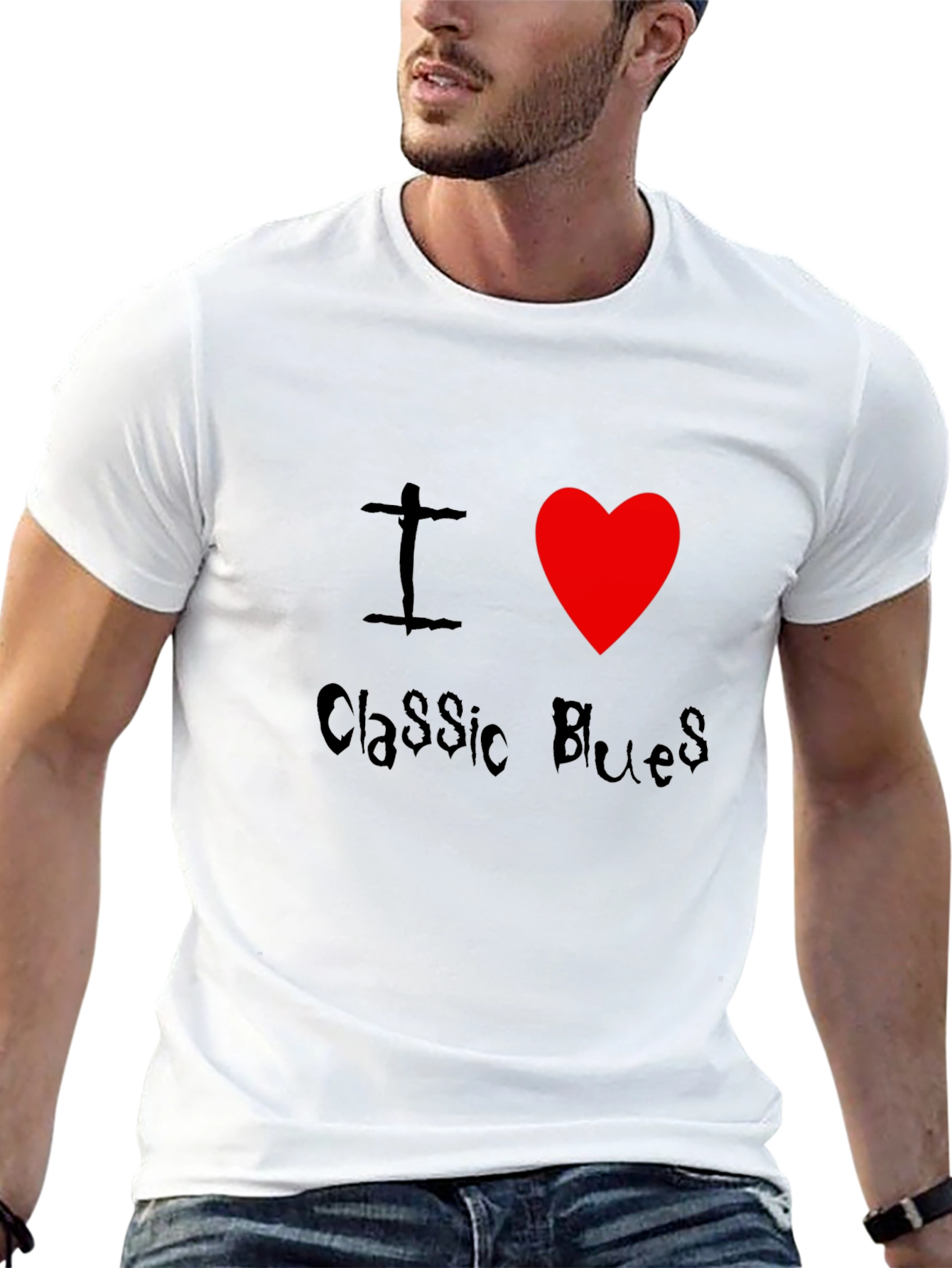 I Heart Classic Blues Black T-Shirt
