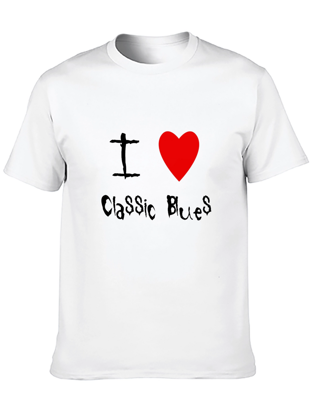 I Heart Classic Blues Black T-Shirt
