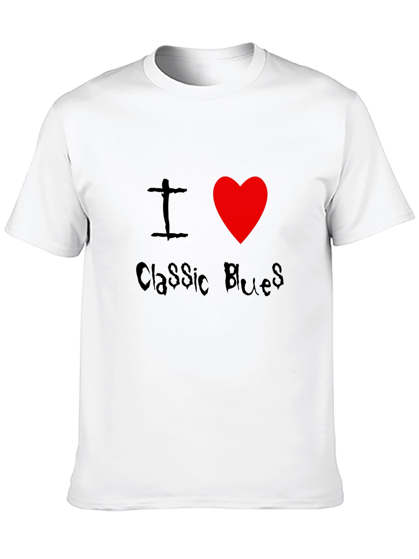 I Heart Classic Blues Black T-Shirt