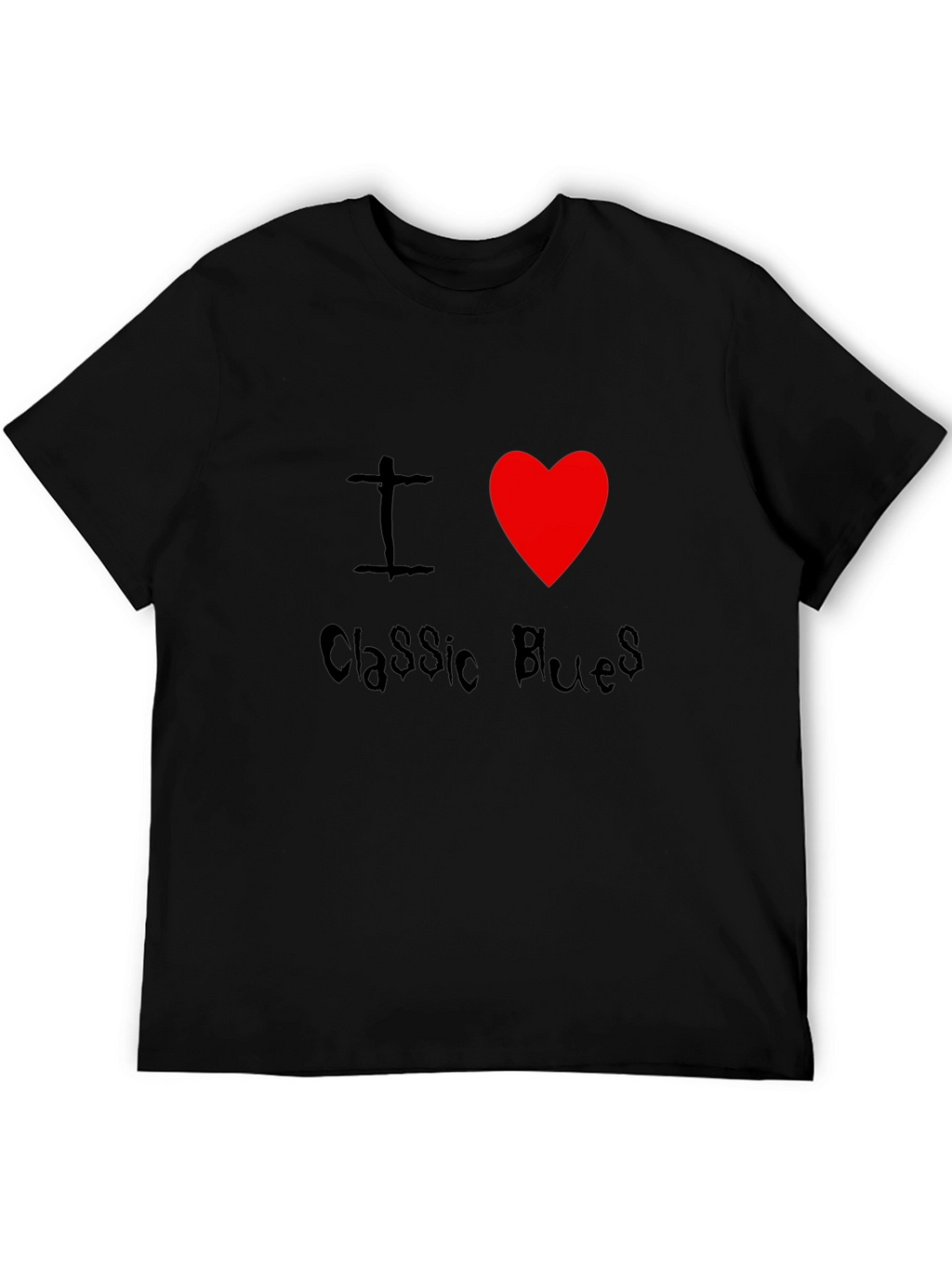 I Heart Classic Blues Black T-Shirt
