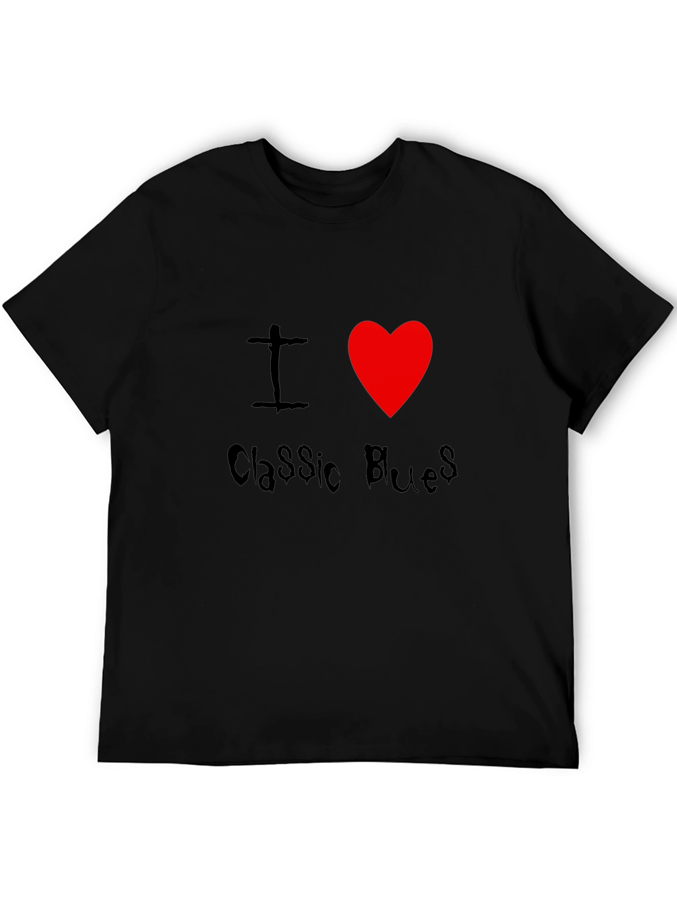 I Heart Classic Blues Black T-Shirt