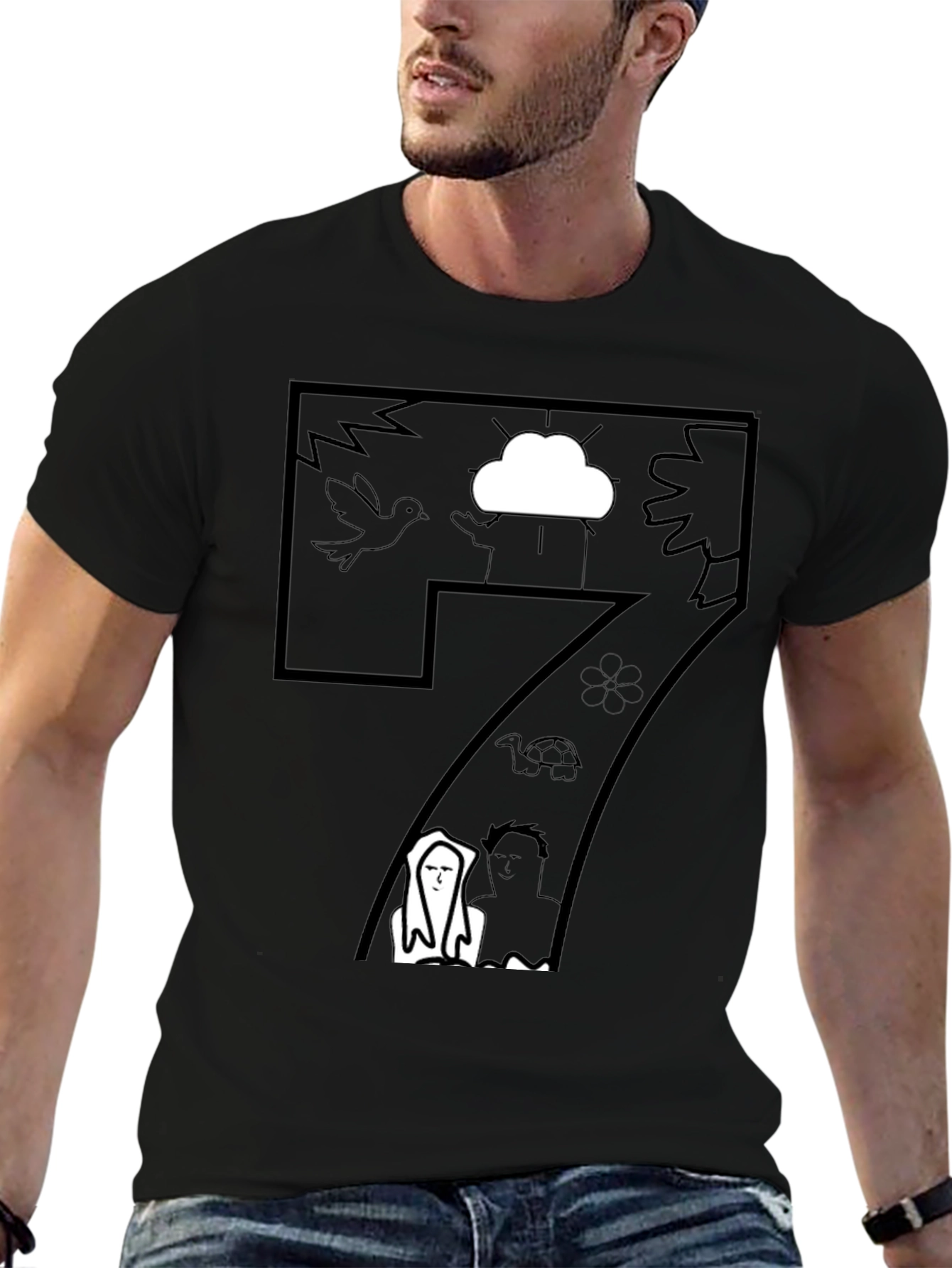 Abstract Graphic T-Shirt - Artistic Black Tee