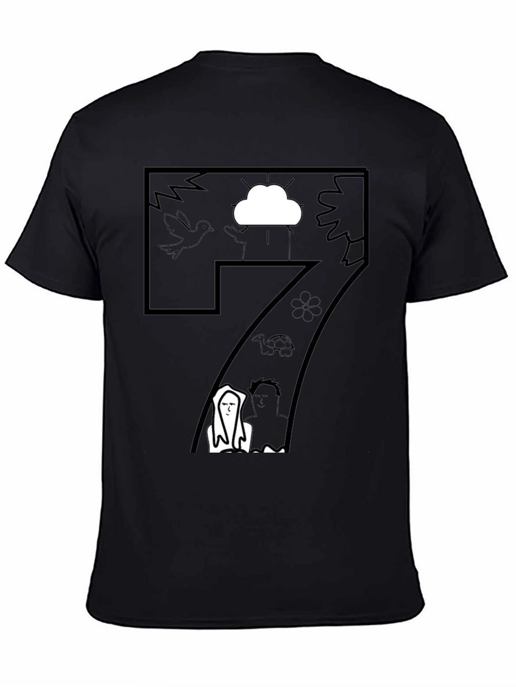 Abstract Graphic T-Shirt - Artistic Black Tee