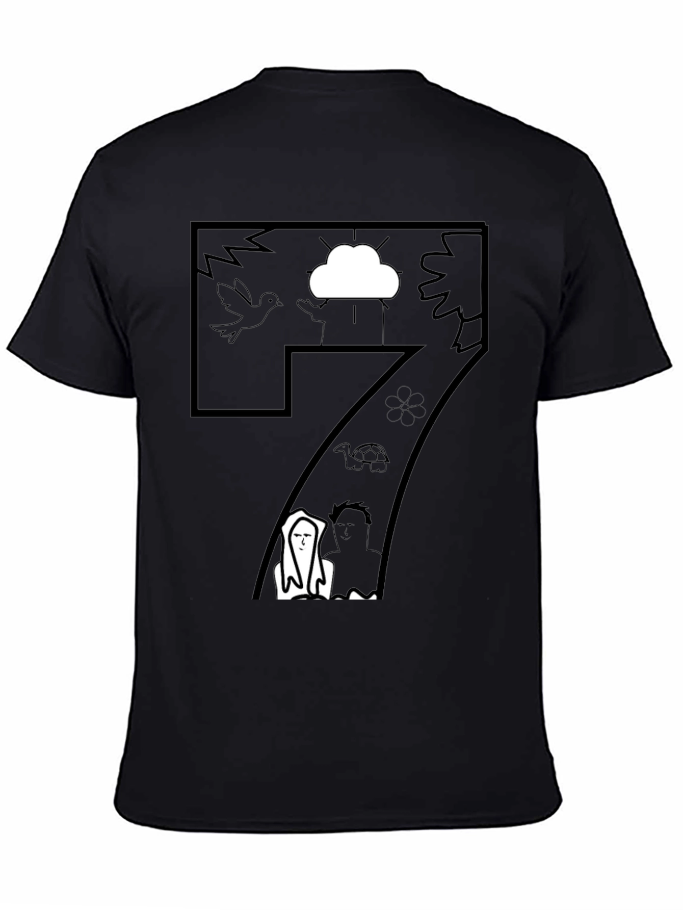 Abstract Graphic T-Shirt - Artistic Black Tee